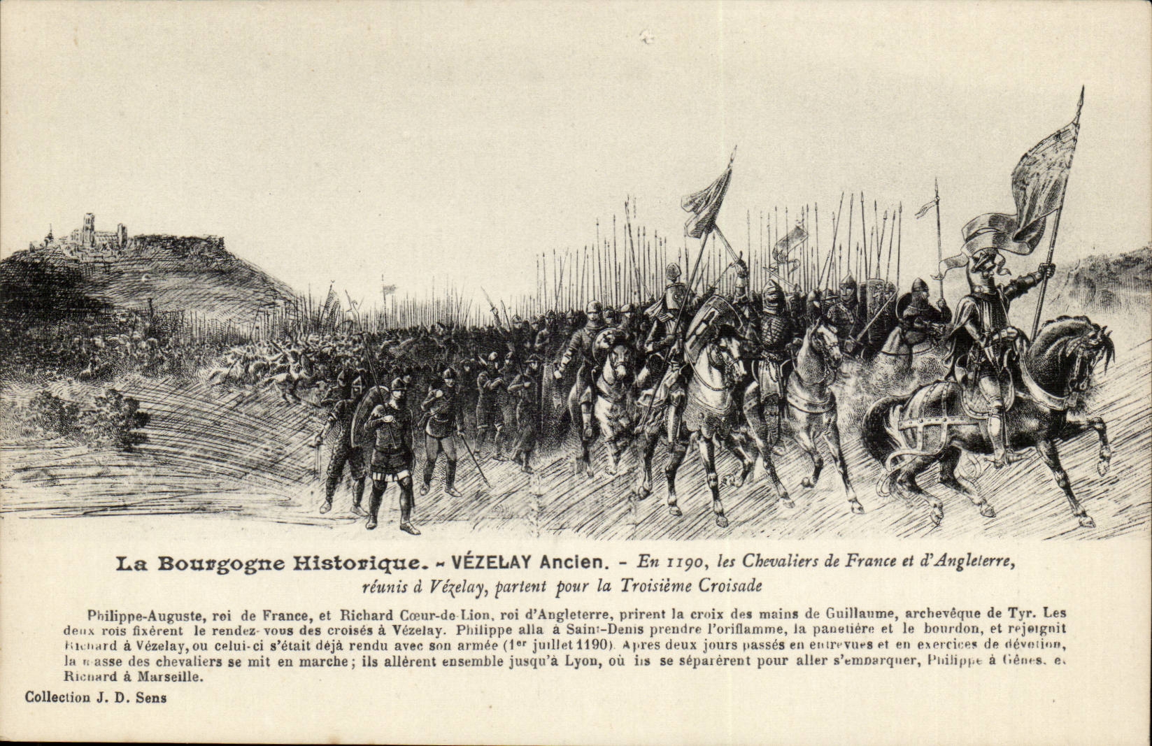 (Yonne) Old Vezelay In 1290 Knights of France and England joined together for Third Crusade- CPA Crusade