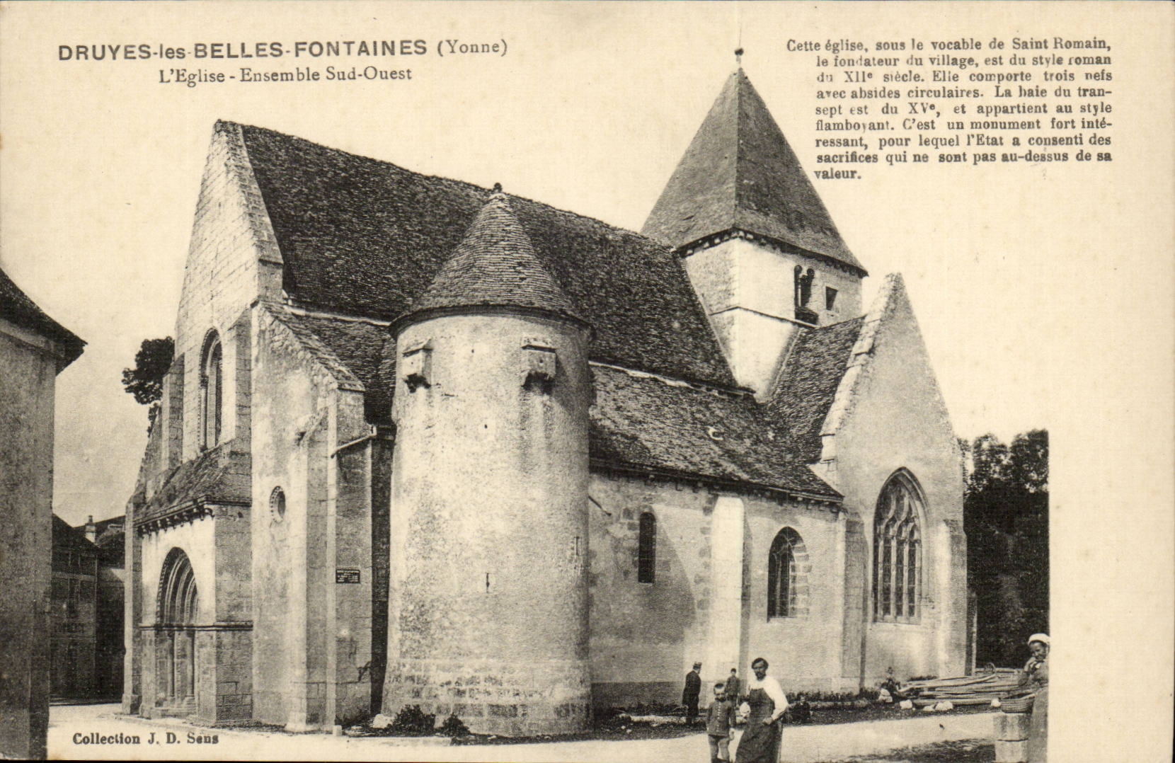 Druyes schone Brunnen CPA L Kirche westliche sudliche Masseinheit