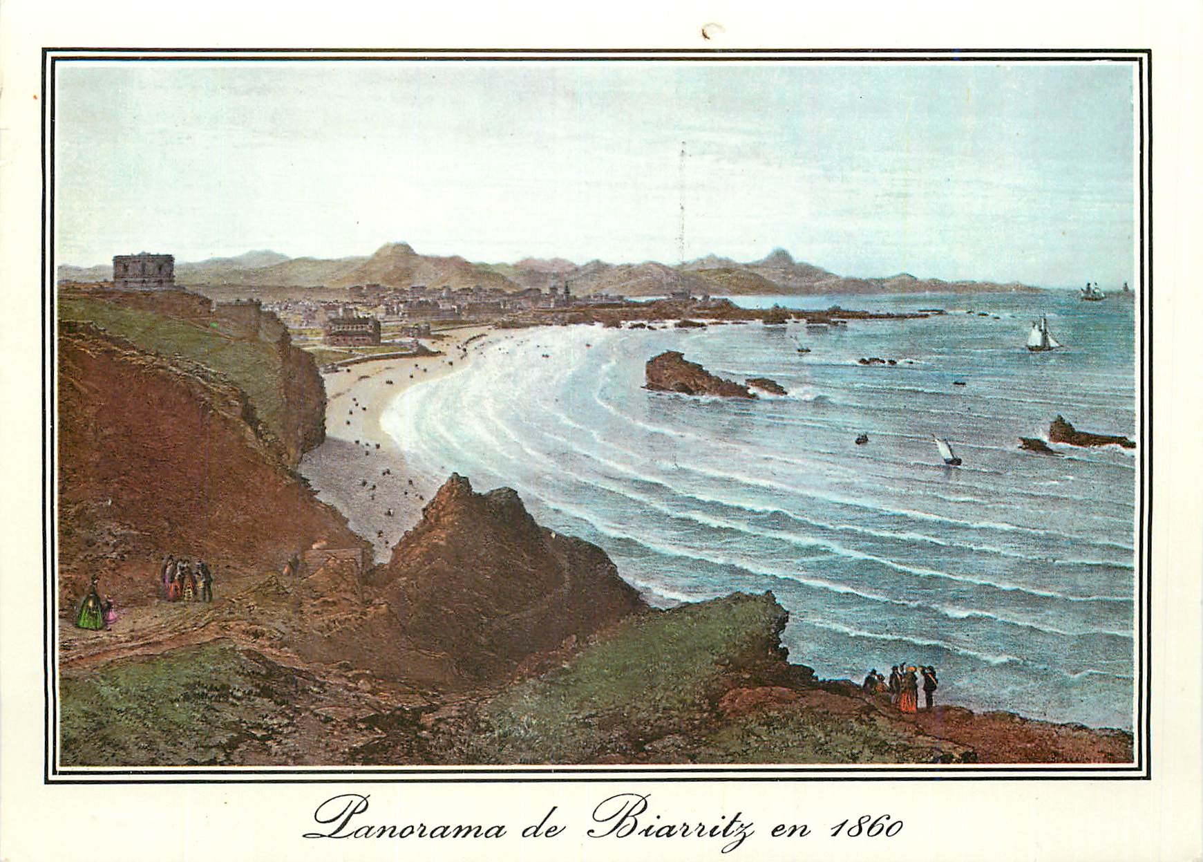 CPM Panorama de Biarritz en 1860