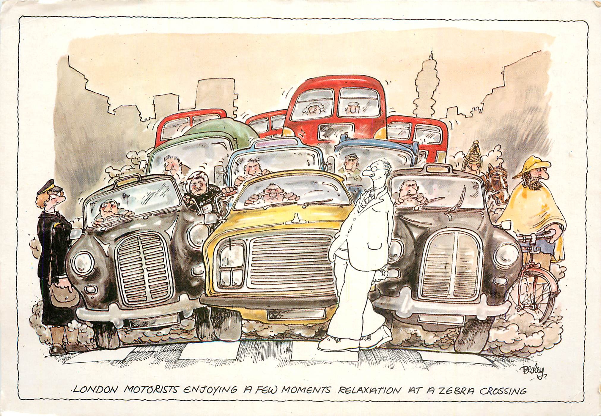 CPM London Motorists Enjoying a few moments Relaxation at a Zebra Crossing 