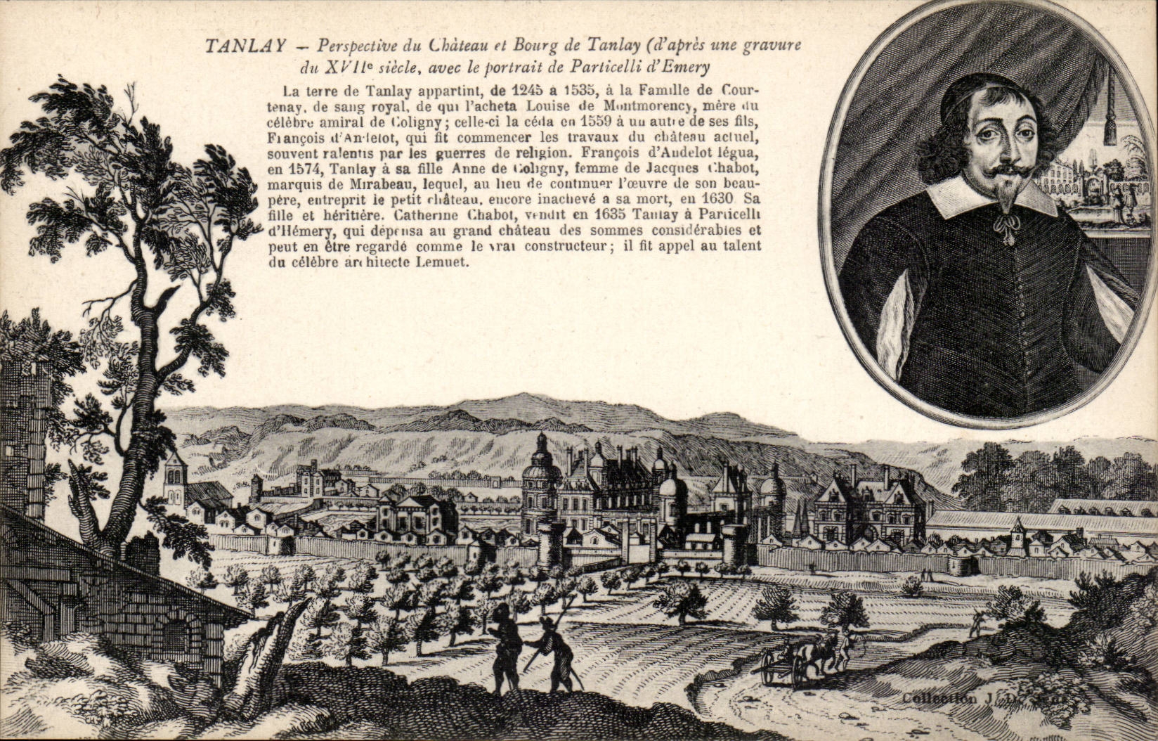 Tanlay CPA View of the castle and Borough of Tanlay portrait Particelli d' Emery