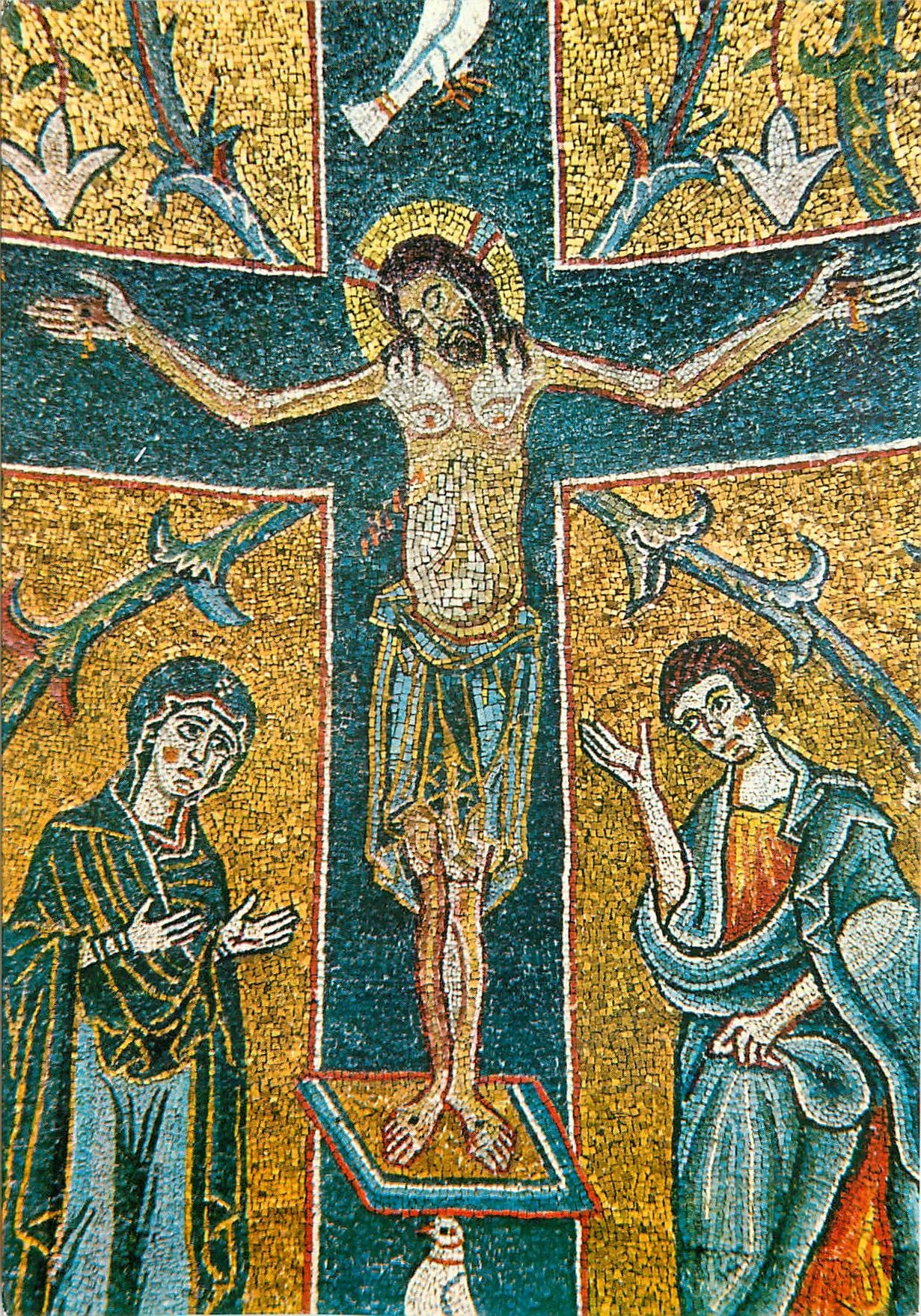 CPM Roma Basilica of St Clement Mosaic of the Apse (12th cot) The Criucified Christ