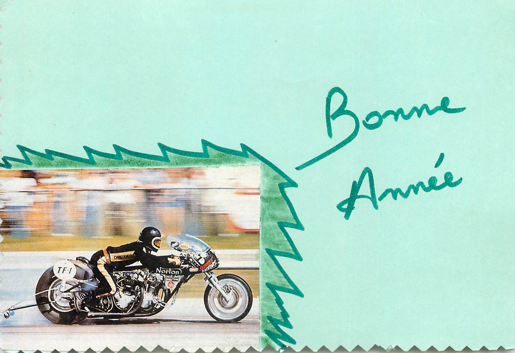 CPM Bonne annee Moto