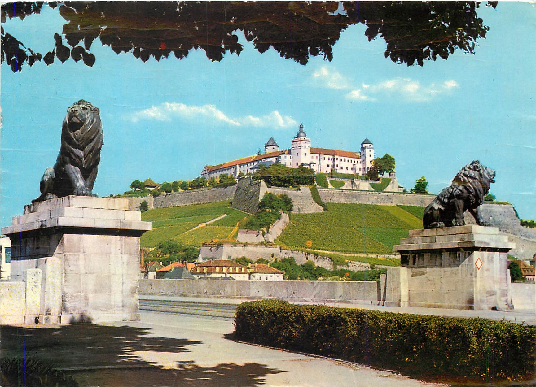 CPM Lions bridge With fortresse Marienberg ans vineyards with location