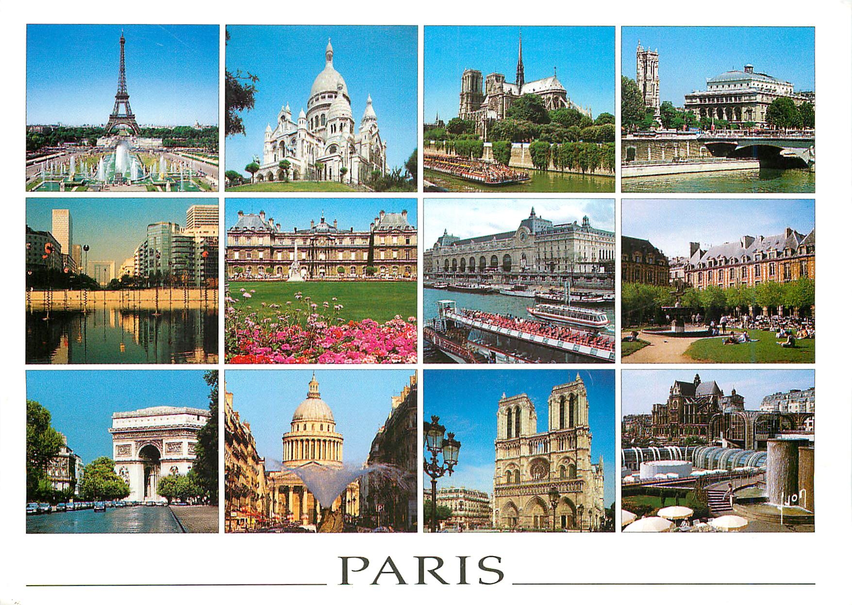 CPM Paris La Tour Eiffel Le Sacre Coeur Notre Dame le Chatelet