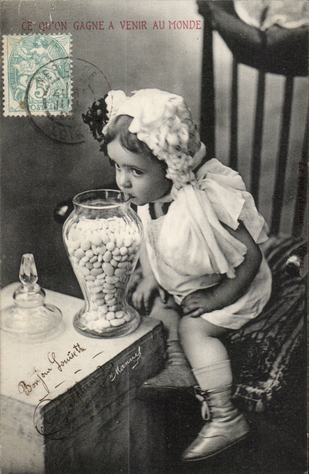 CPA Fantasy Child Baby what one gains has to come in the world