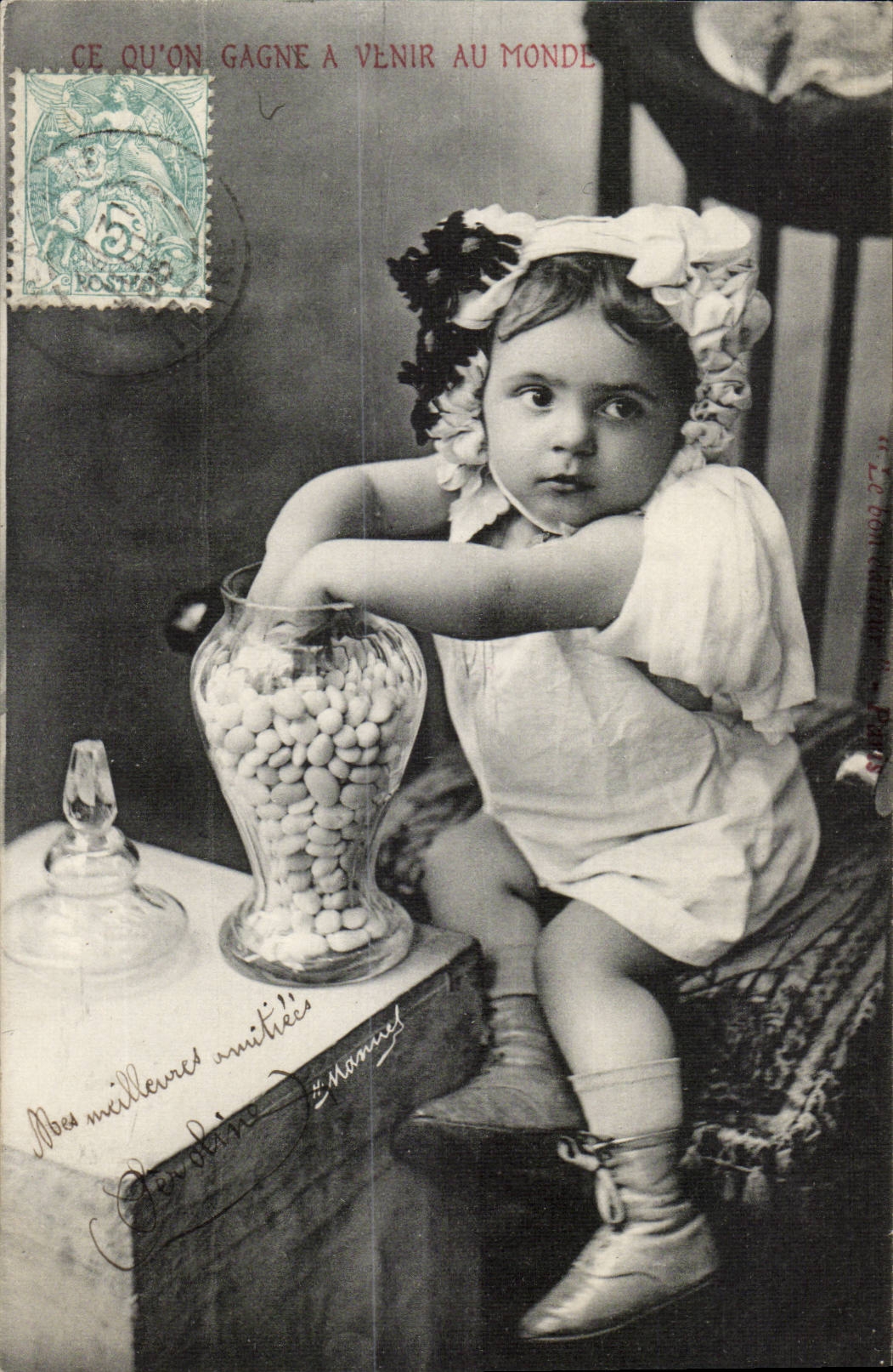 CPA Fantasy Child Baby what one gains has to come in the world