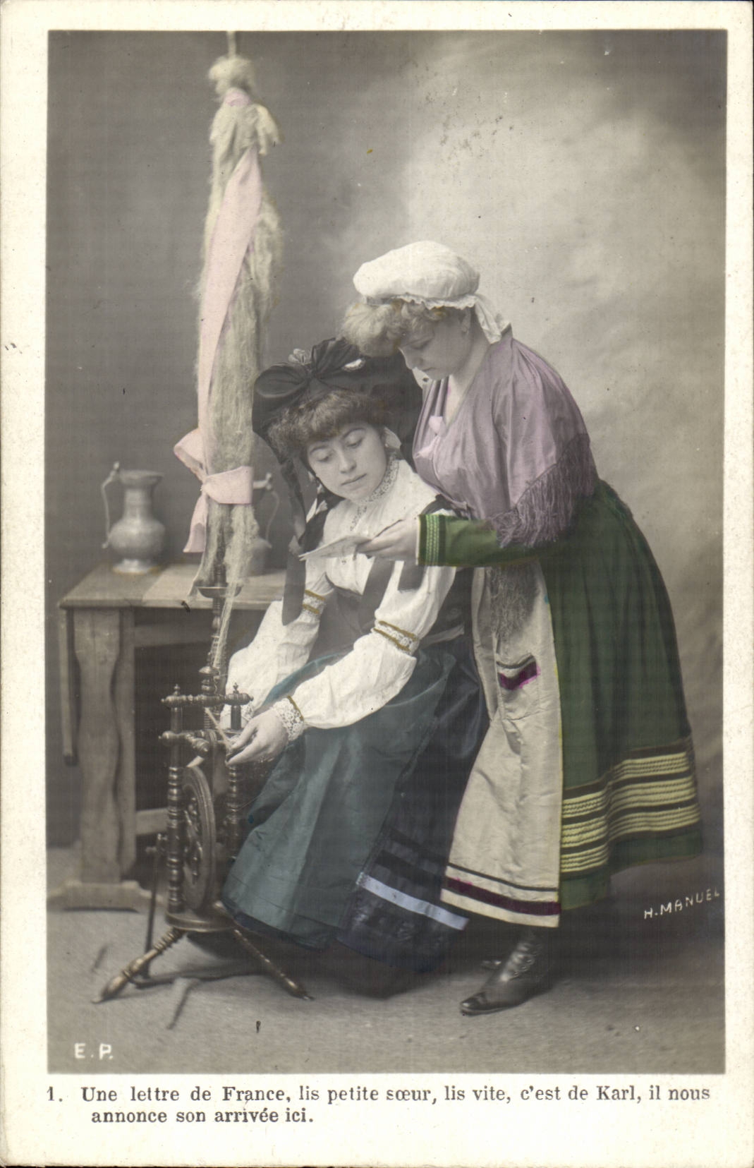 CPA Fantasy Woman a letter of France lily small sister it is of Karl (Alsace Lorraine)