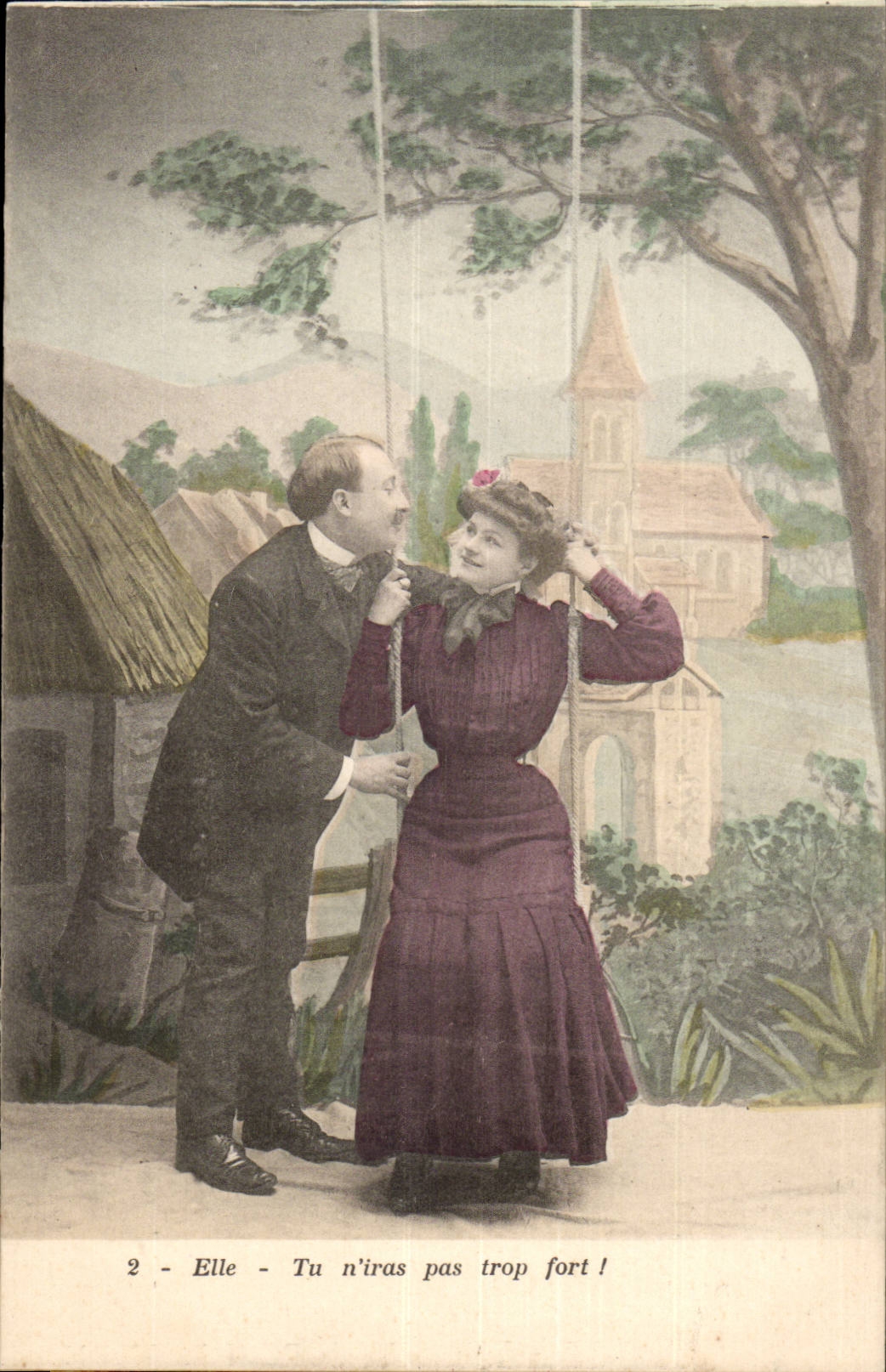 CPA Fantasy Woman old the happy swing