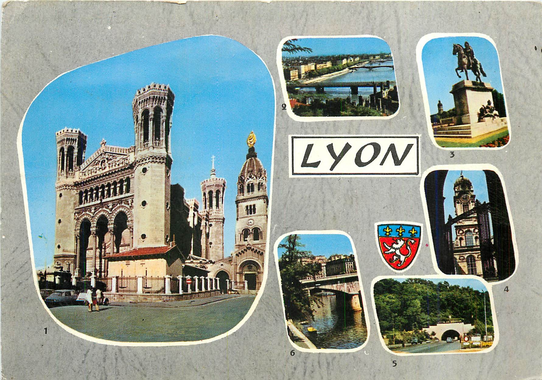 CPM Lyon (Rhone) Fourviere les ponts du RHone Statue de Louis XIV