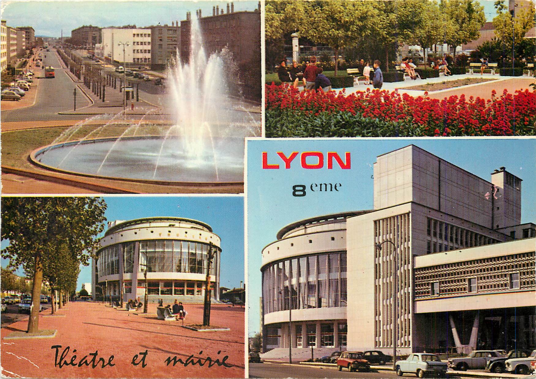 CPM Lyon (Rhone) Fontaine des Etats Unis Theatre et Mairie du 8e arrodissement