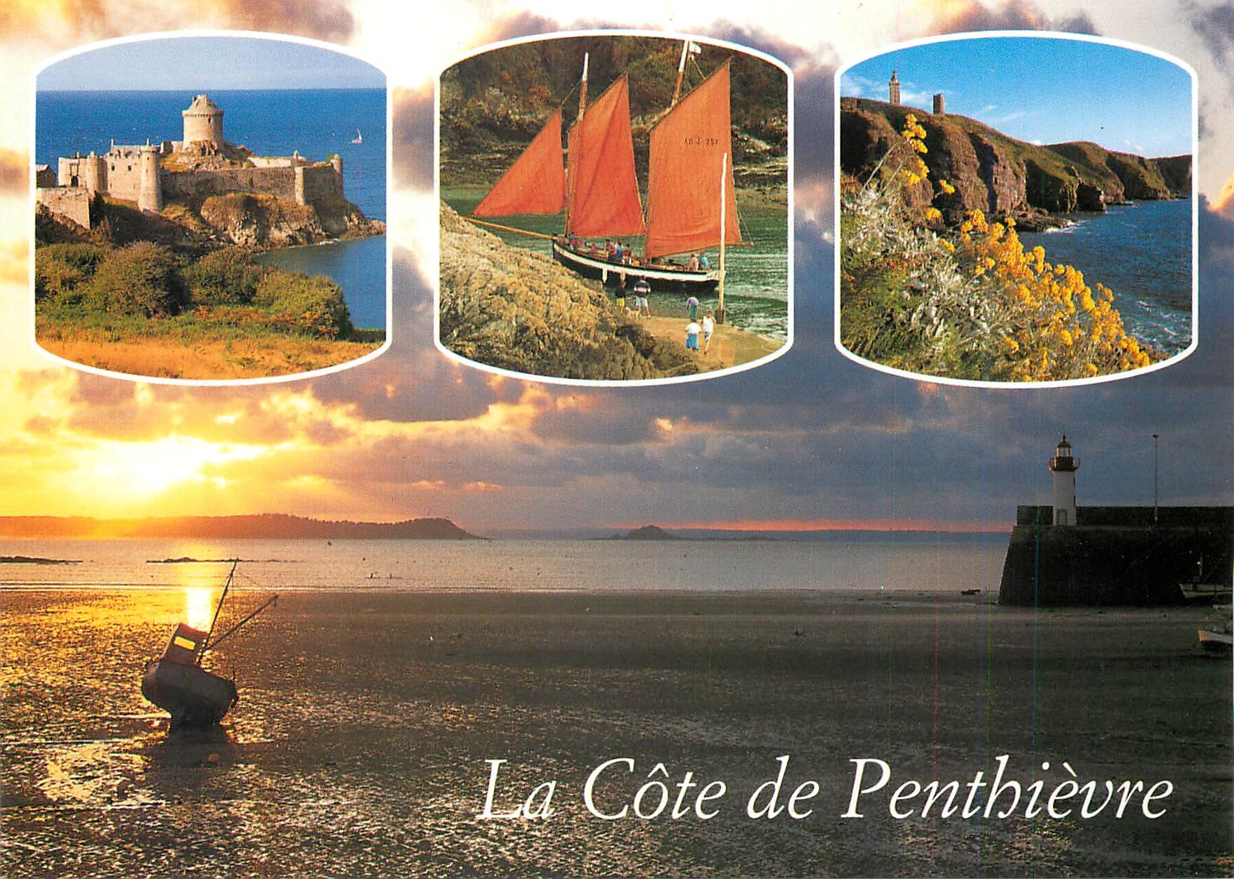 CPM La Cote de Penthievre (Cote d'Armor) Le fort la latte le Pauline le Cap Frehel et maree basse a