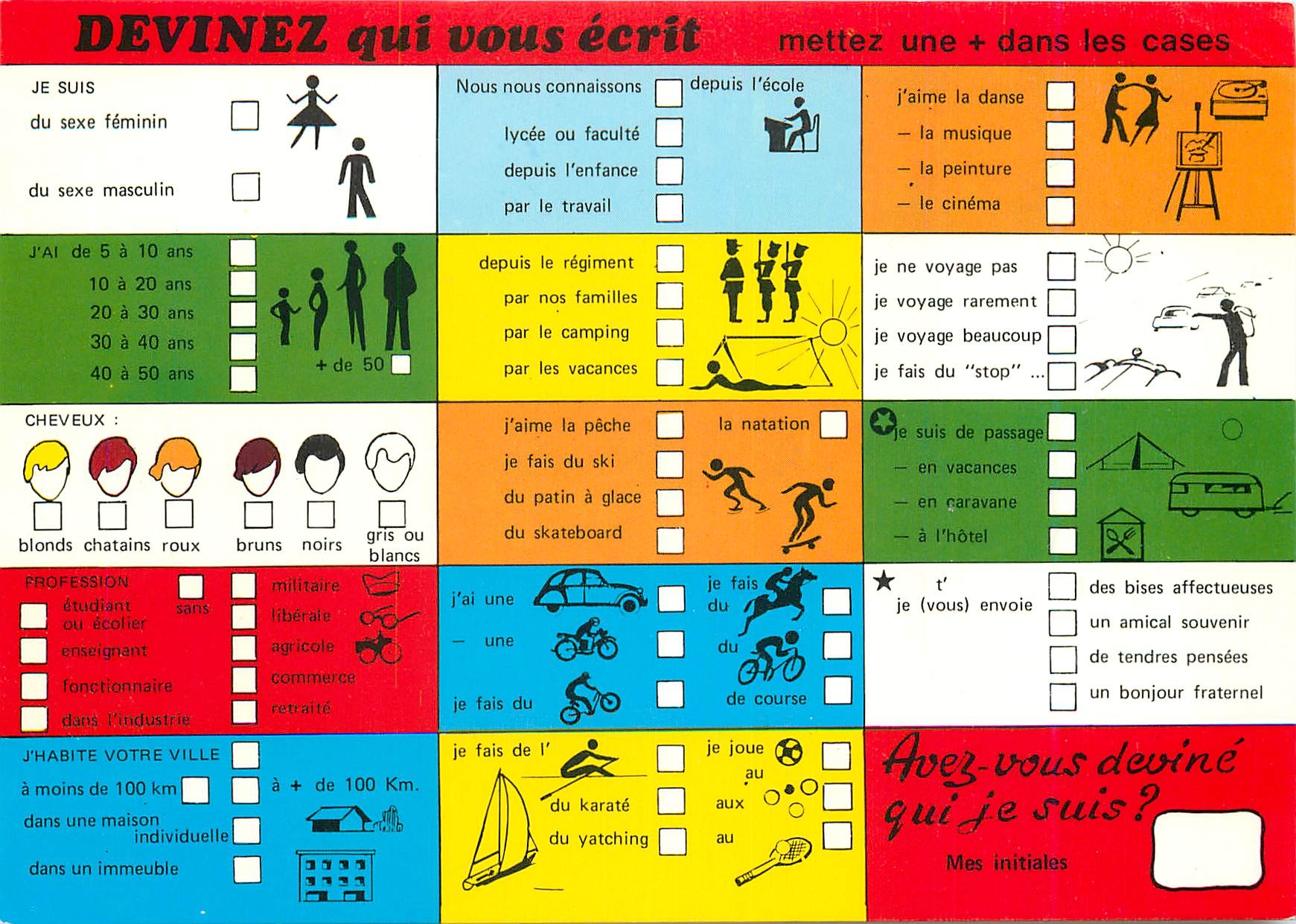 CPM Devinez qui vous ecrit Moto Automobile Aviron Tennis Equitation