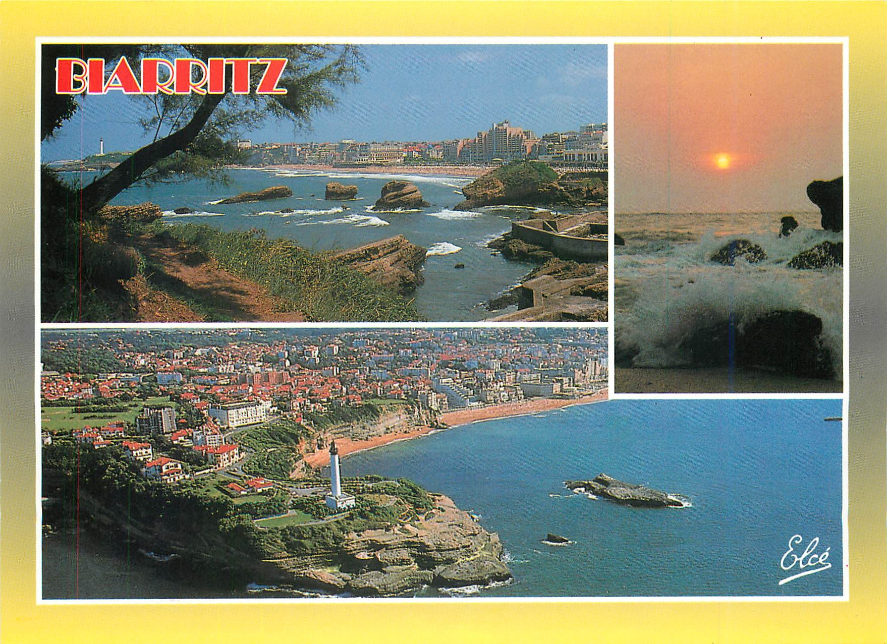 CPM Biarritz Vue d'Ensemble Coucher de Soleil La Plage et le port 
