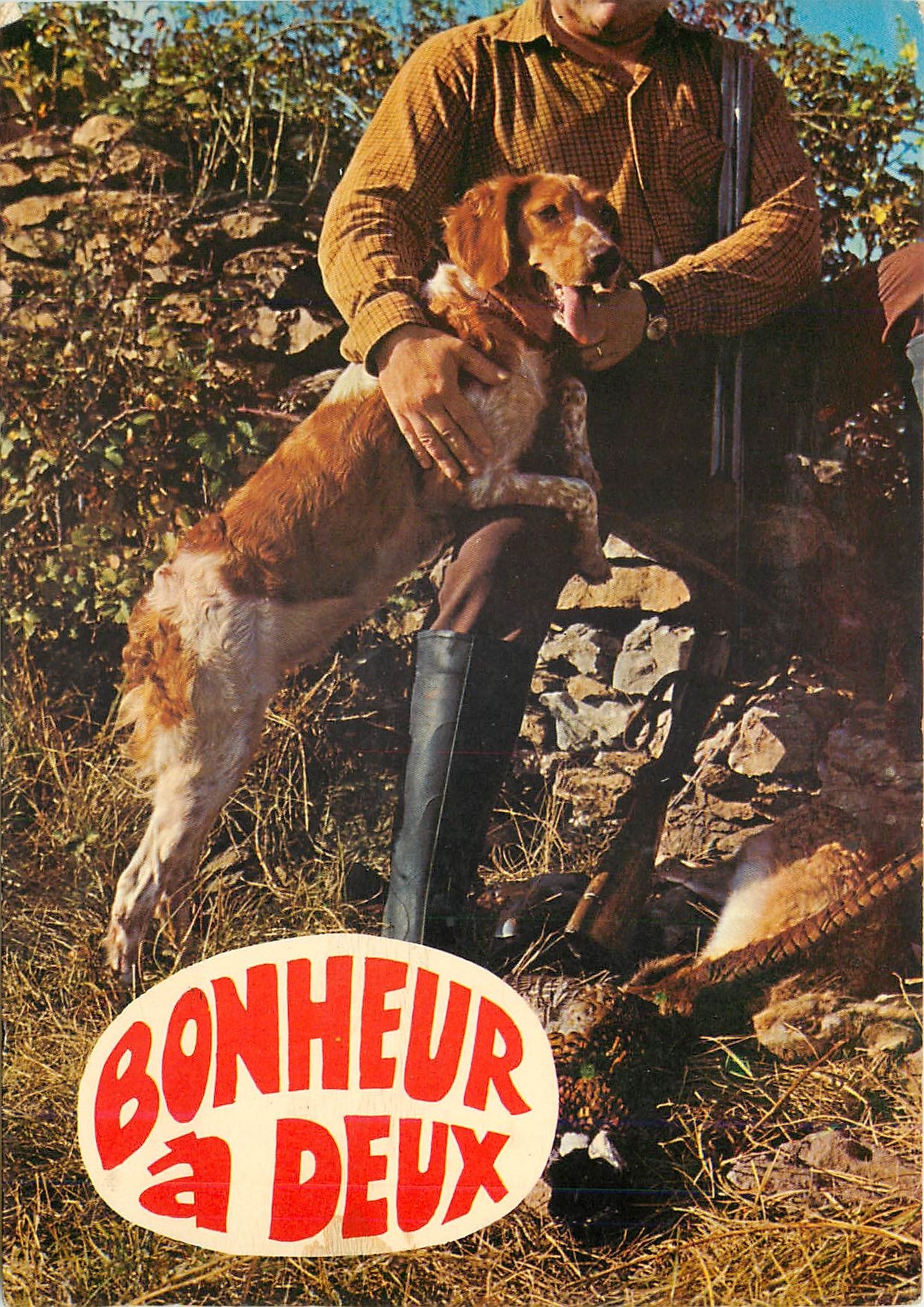CPM Bonheur a Deux Chien Chasse
