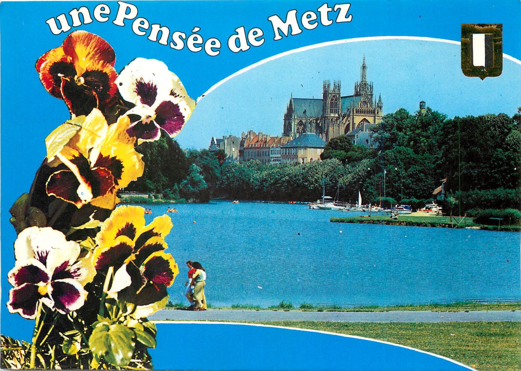 CPM Metz (Moselle) Lorraine (France) Le plan d'eau et la Cathedrale