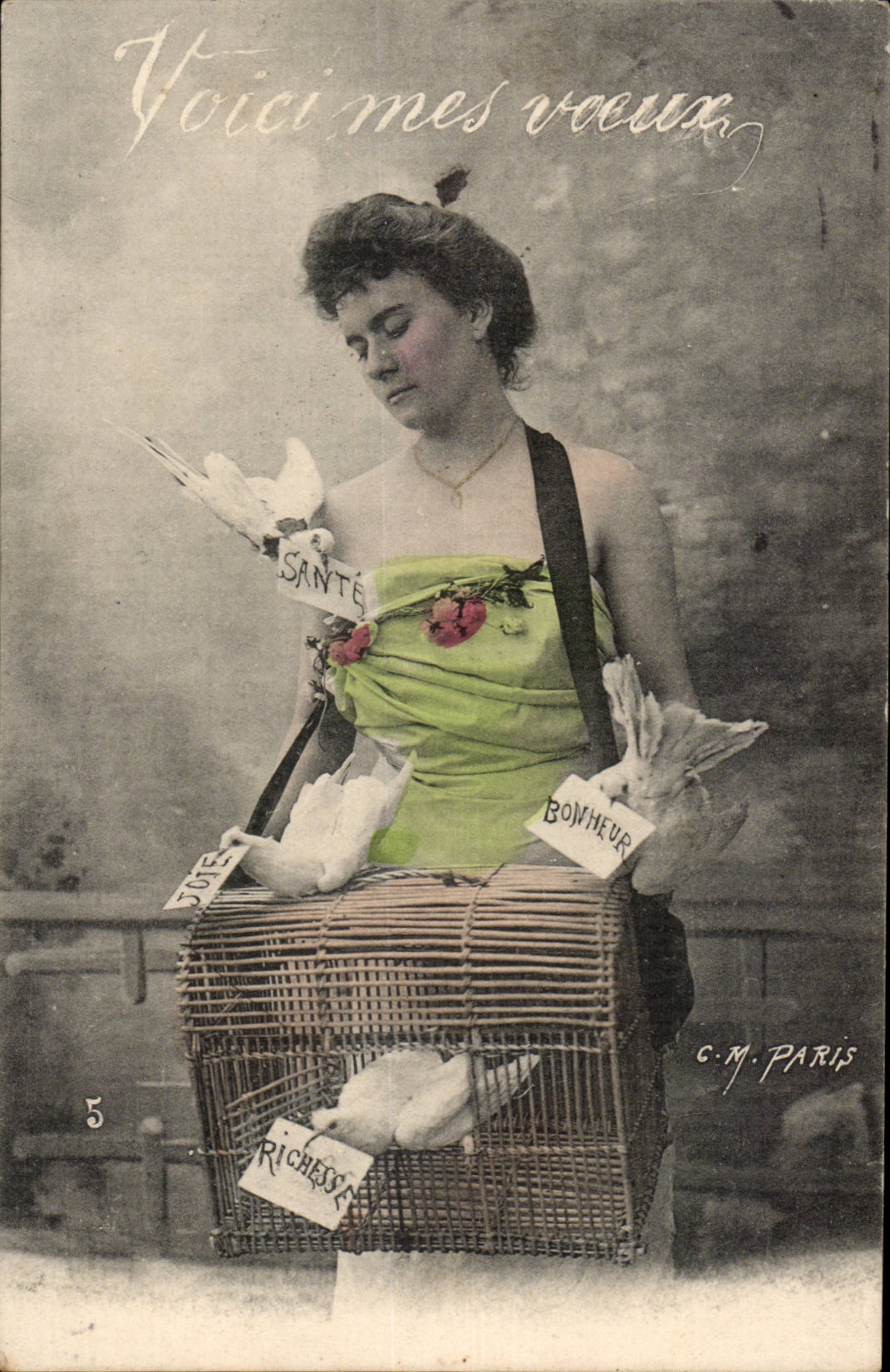 CPA Fantasy Woman Here my wishes Doves