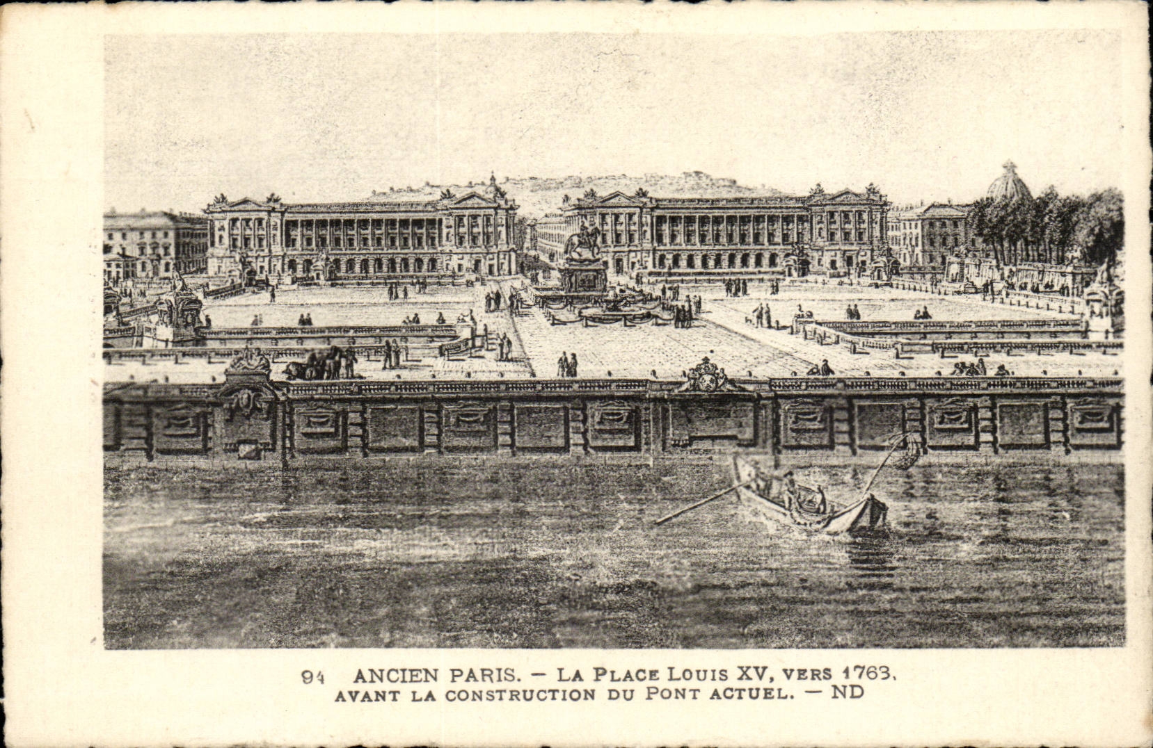Altes Paris CPA der Platz Louis XV in Richtung zu 1763 vor dem Aufbau der gegenwartigen Brucke