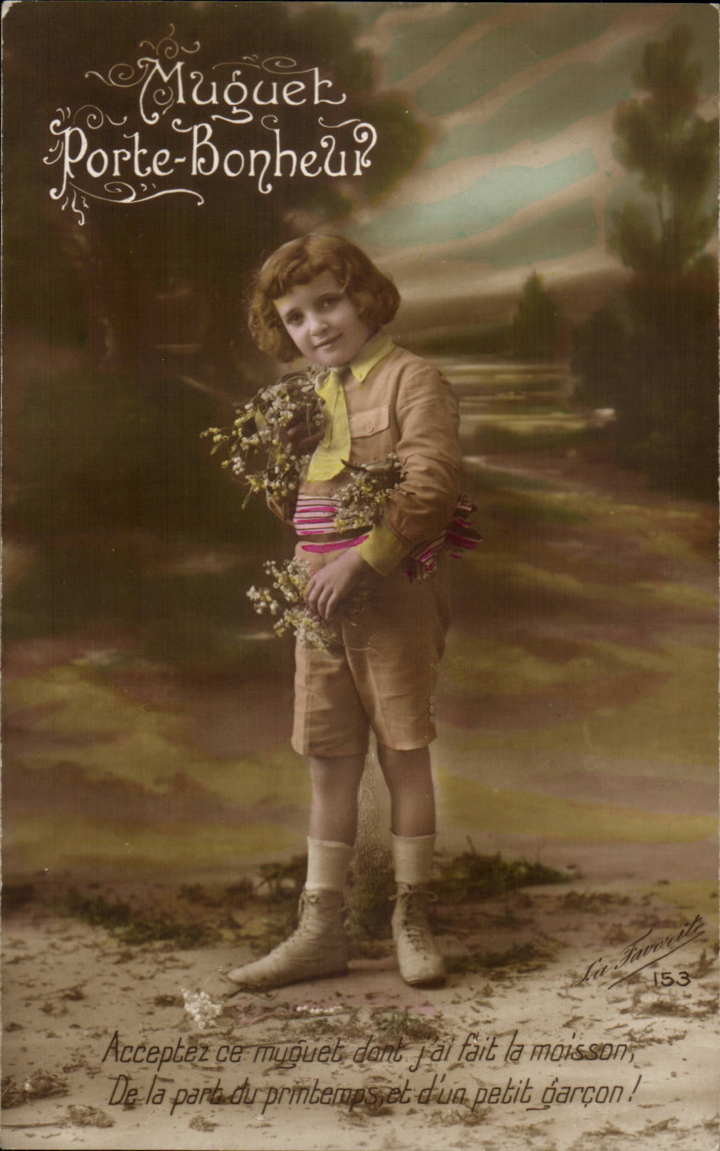 Fantasy - child - Lily of the valley Gate Happiness - Accept this lily of the valley of which I made the house - CPA