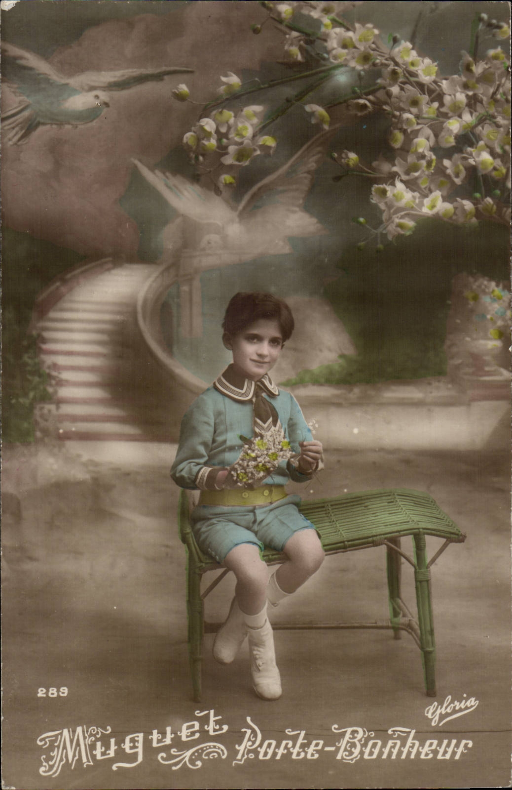 Fantasy - child - Lily of the valley Gate Happiness - bird - bird - Roger - CPA