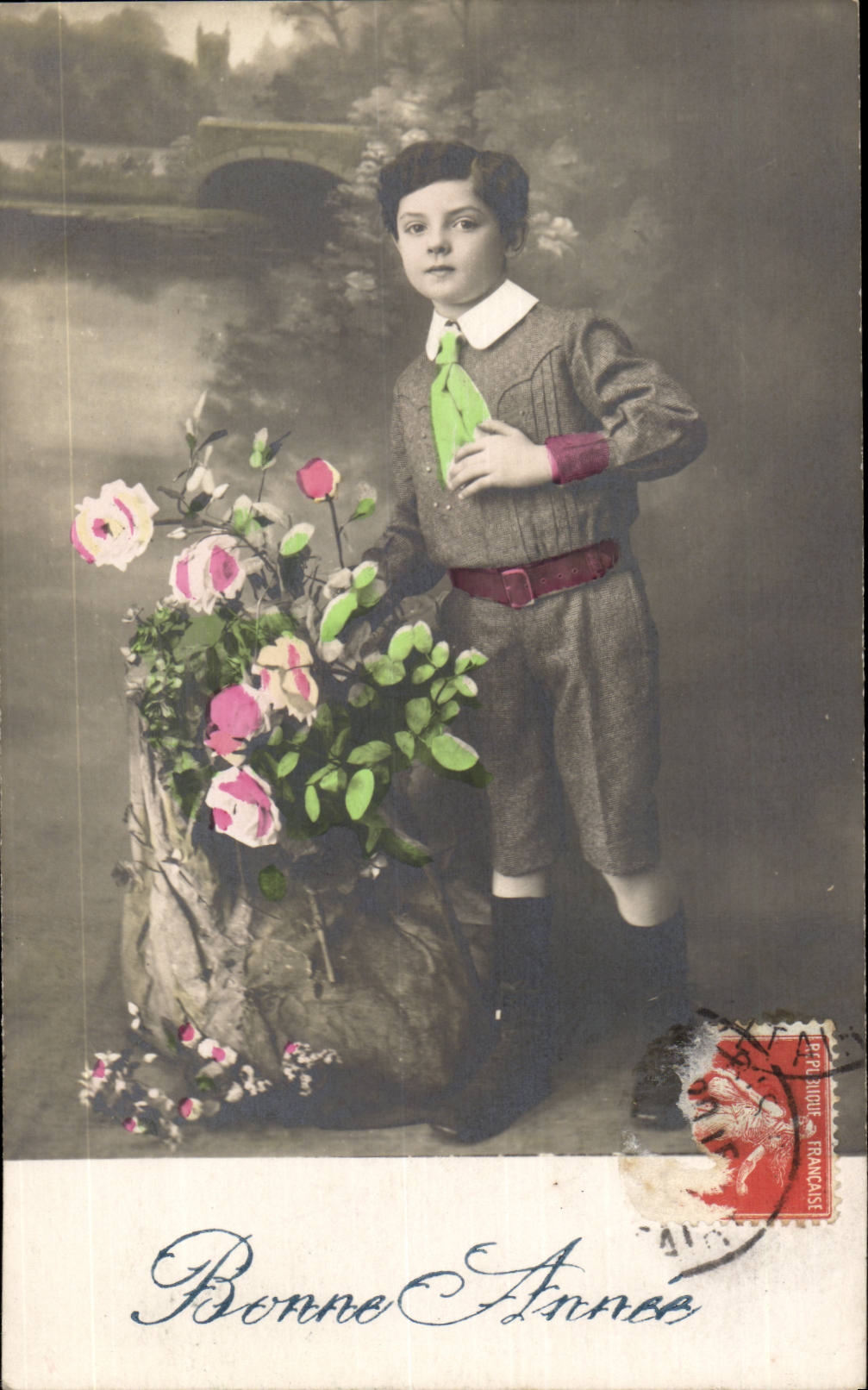 Fantasy - Child - boy - Happy New Year - flower - Gaston - CPA