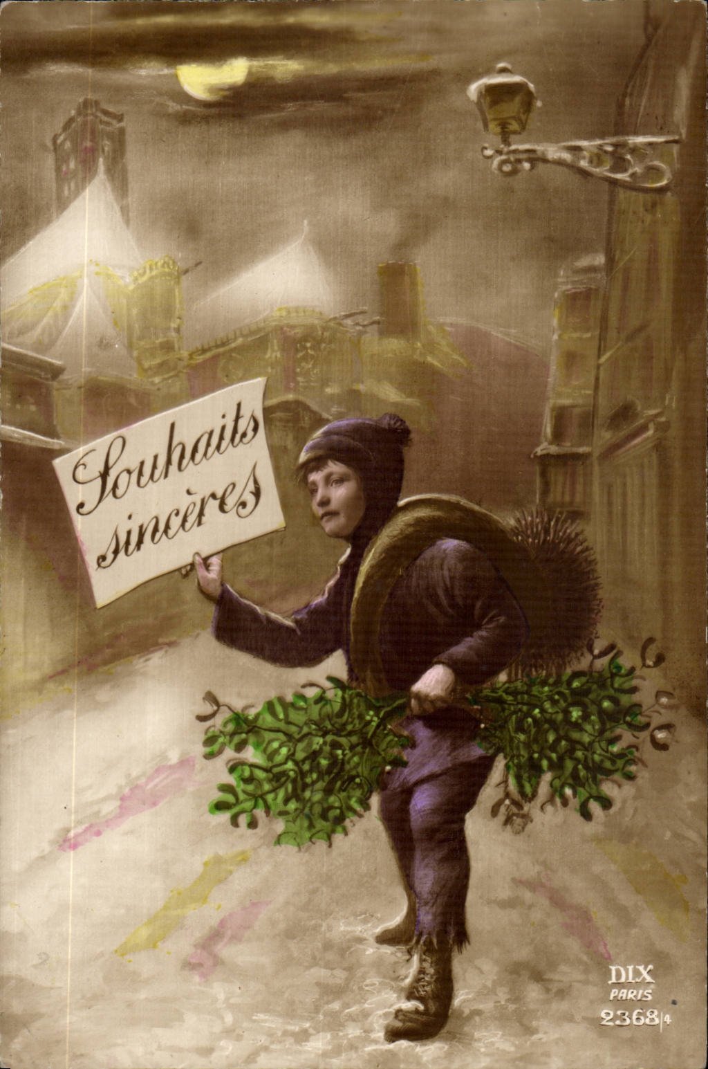 Fantasy - Child - Sincers Wishes - flower - Roger - the moon - CPA