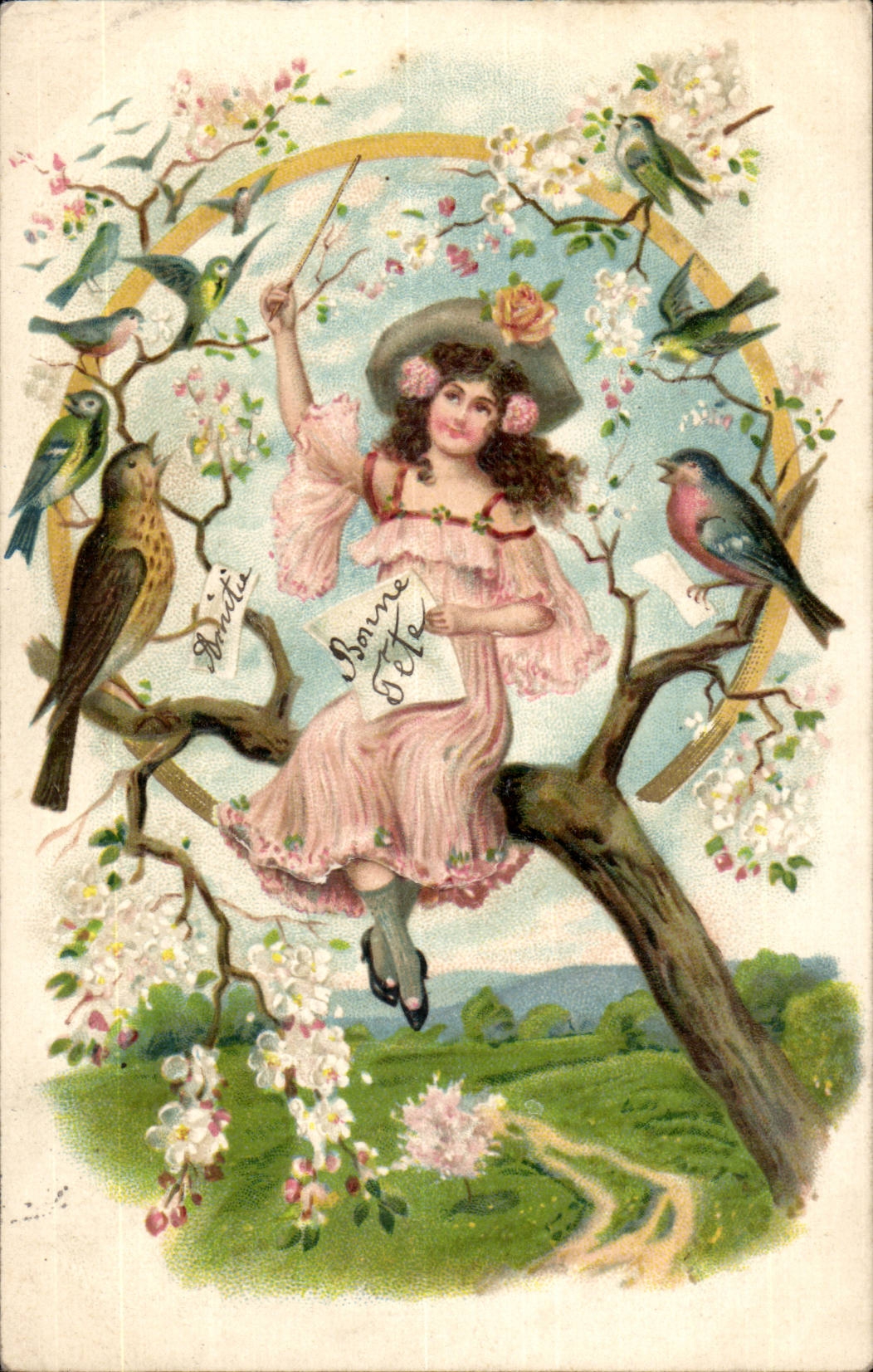 Fantasy - Child - Good Festival - tree - bird - Andre Chambon - CPA