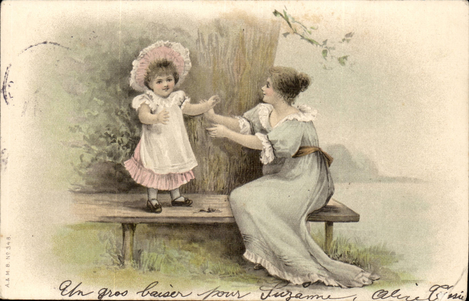 Fantasy - Child - a large kiss for Suzanne - CPA