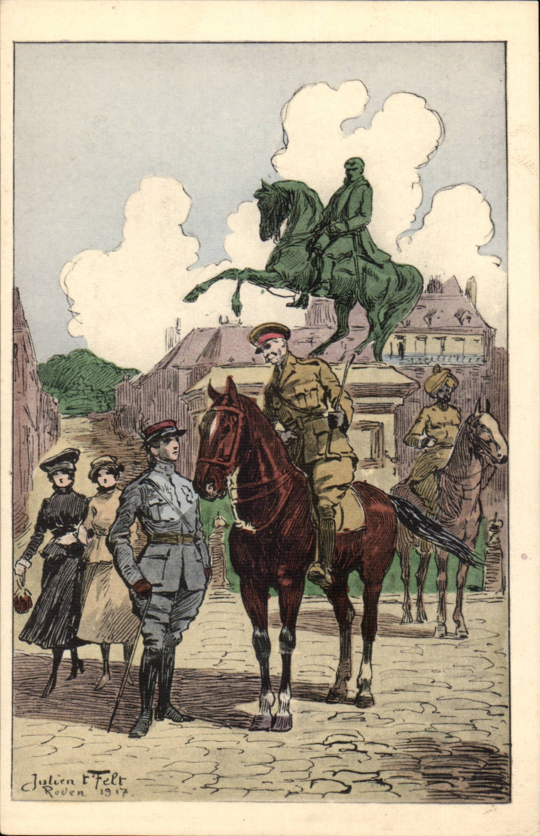 CPA Rouen time of war Statue of Napoleon Felt (militaria)