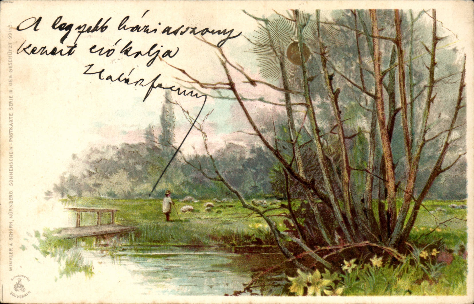 Tabelle - Kunste - der Teich - Schaferhund - CPA (ungarisches Diagramm Ungarn Ungarn) grossartig