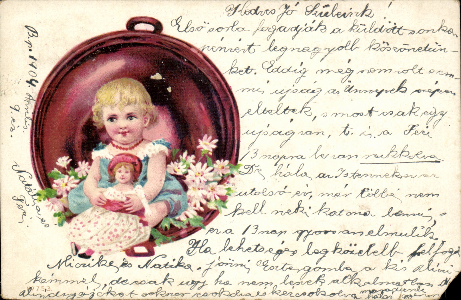 Fantasy - Child with headstock - Child with fraud - CPA (Hungarian chart Hungary Hungary)