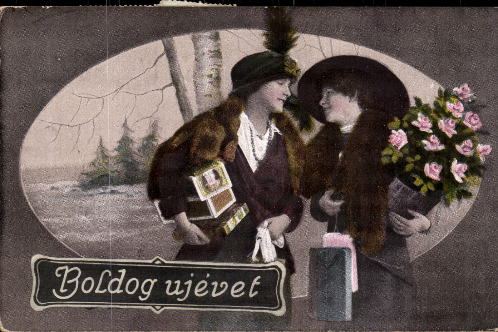 Fantasy - Woman - Woman with arms filled with gifts - CPA (Hungarian chart Hungary Hungary)