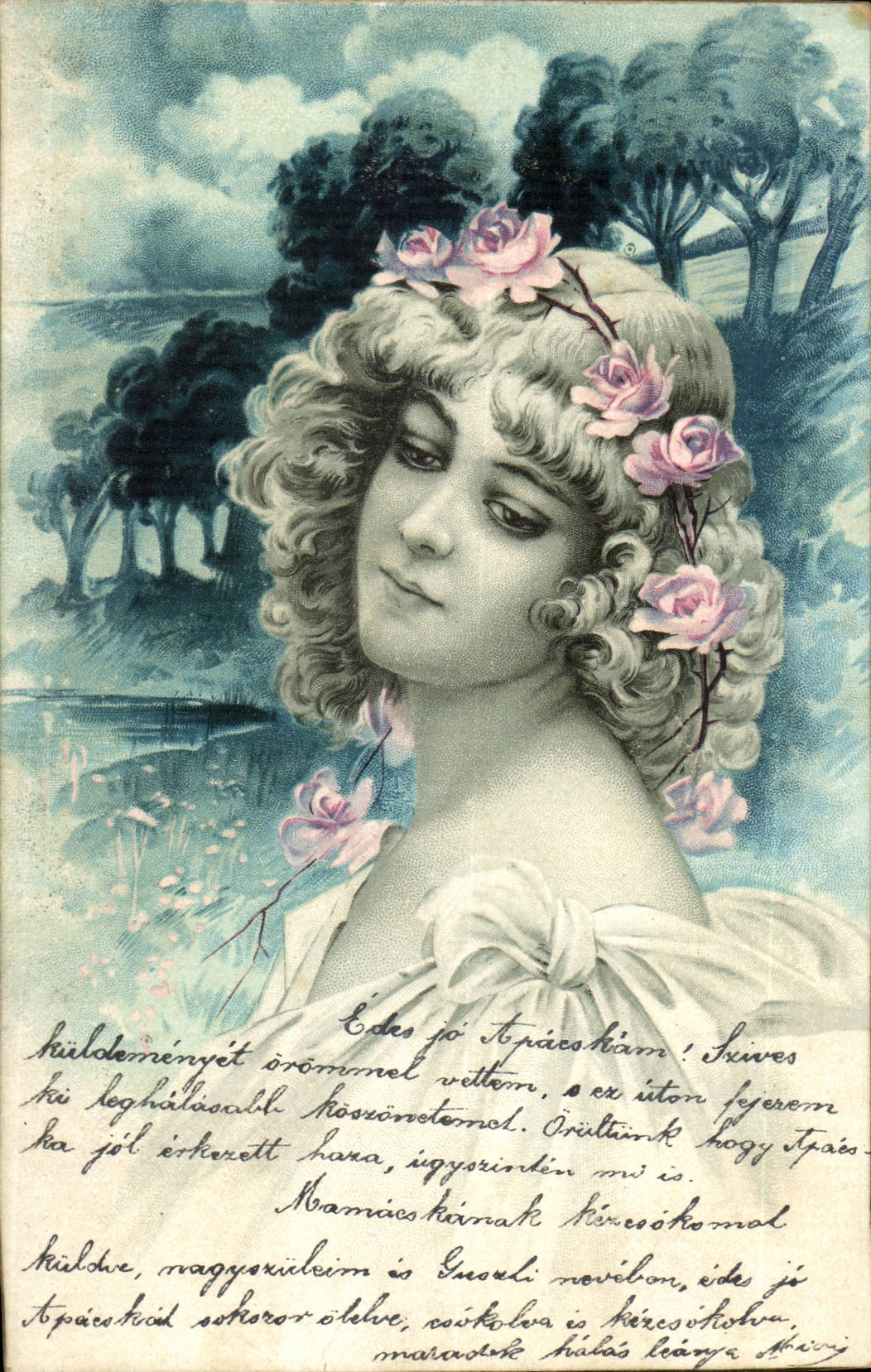 Fantasy - Woman - Closed up off beautiful hungarian face (Hungarian chart Hungary Hungary) - CPA