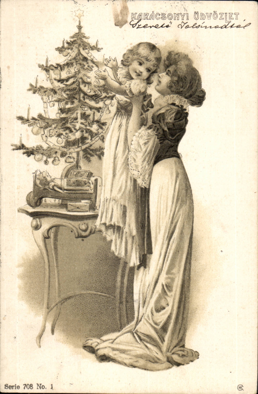 Festivals - Mother and Child At Christmas - Christmas tree (Hungarian chart Hungary Hungary) - CPA