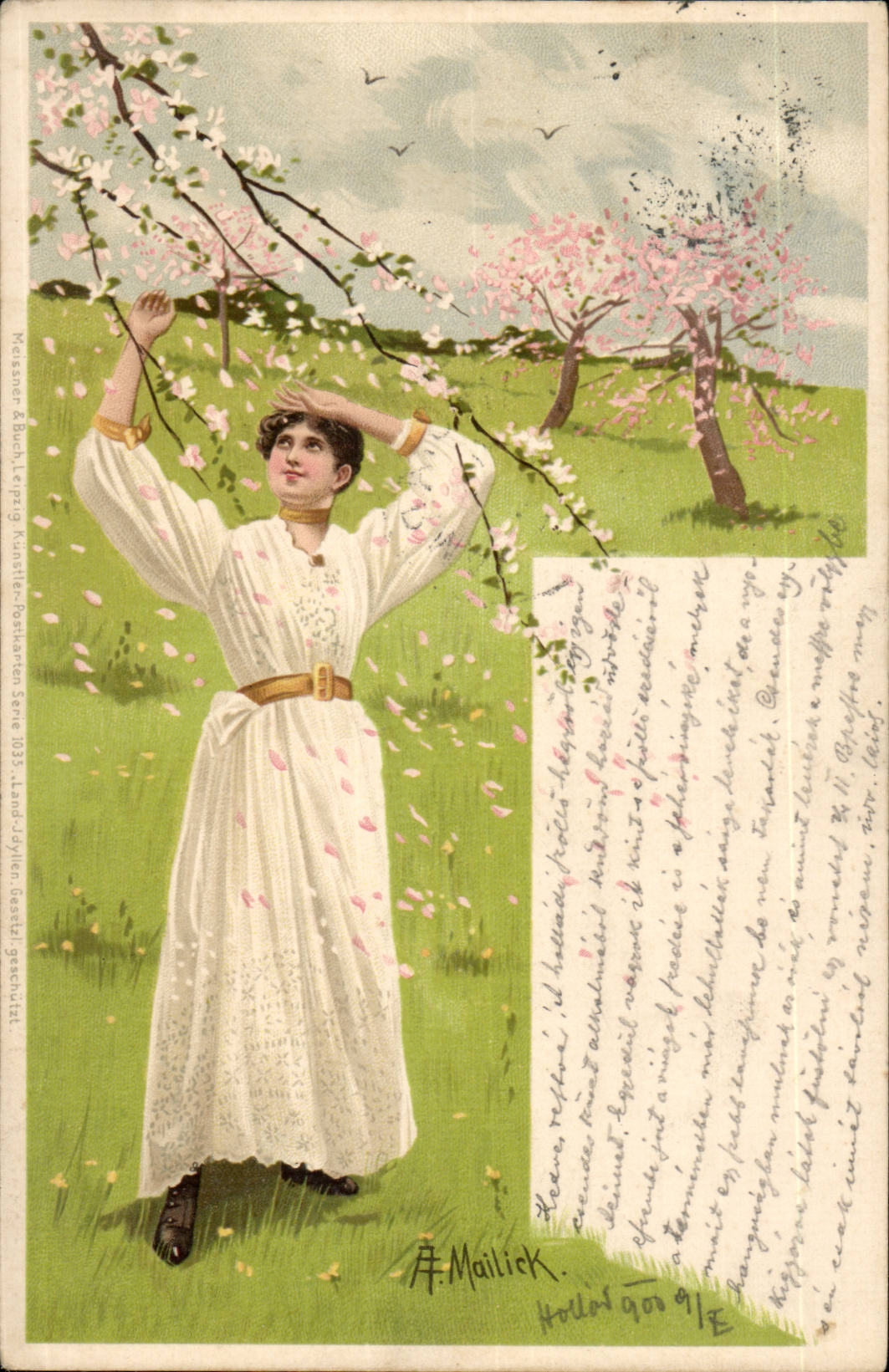 imagination - Woman one spring day (Hungarian chart Hungary Hungary) - CPA