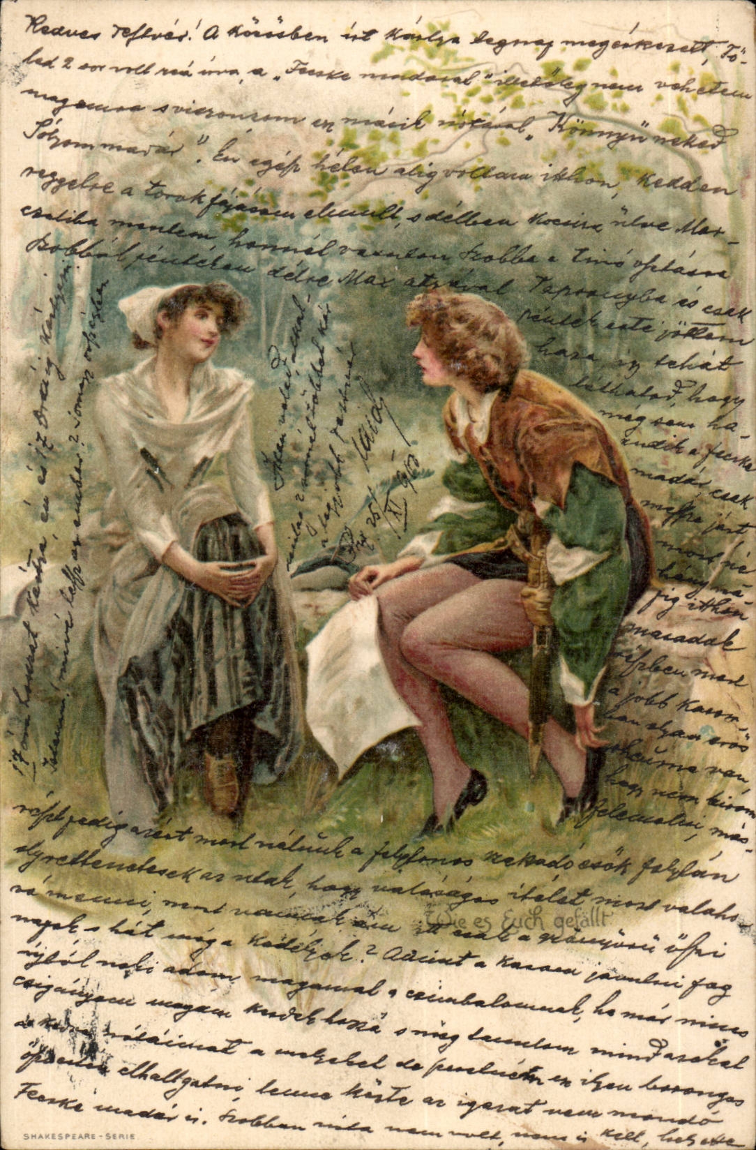 Fantaisoie - Couple in deep conversation (carte hongroise Hungary Hongrie) - CPA 