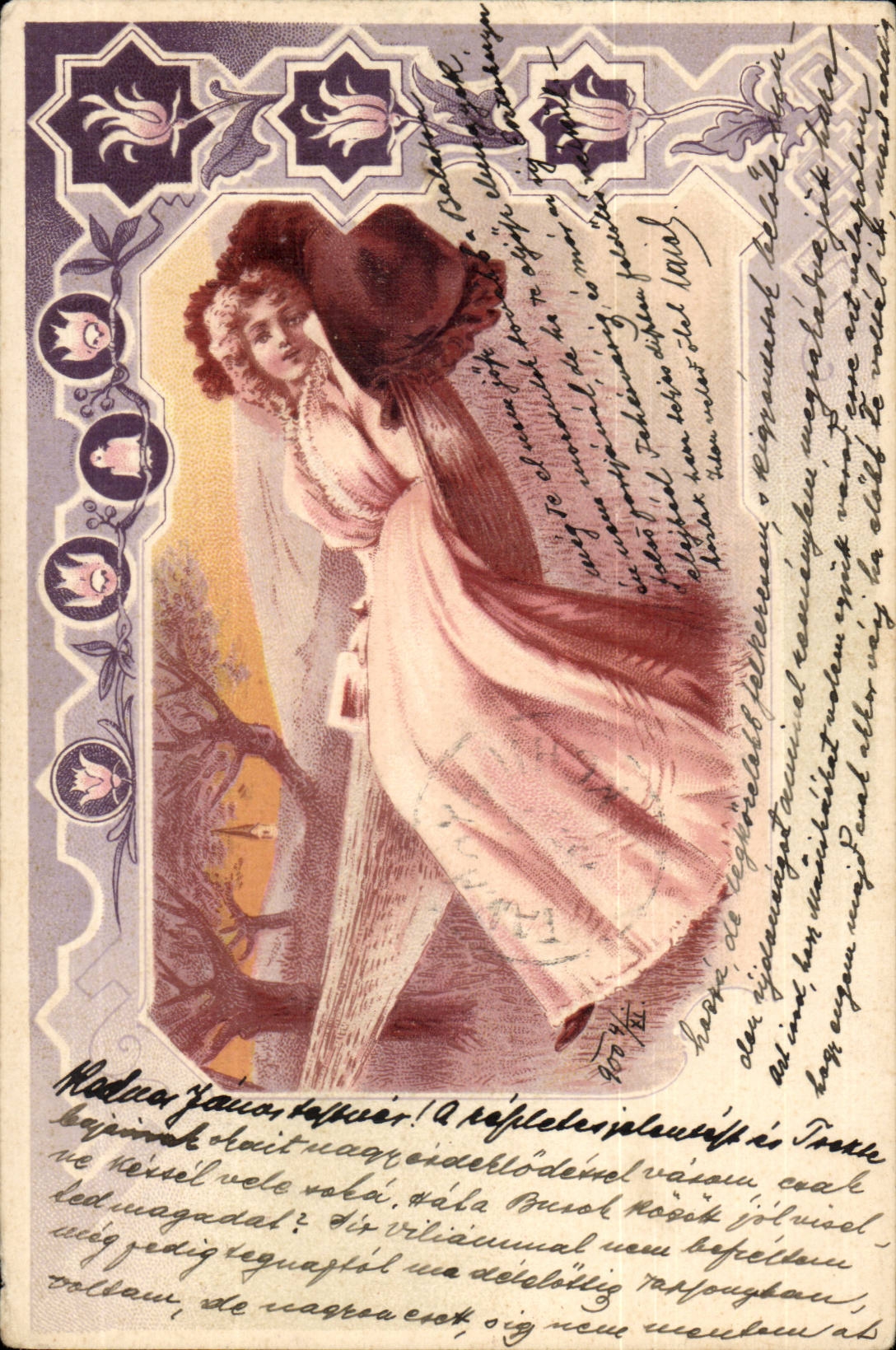 Fantasy - Woman - Glamor Girl with lusty gauze CPA (Hungarian chart Hungary Hungary)