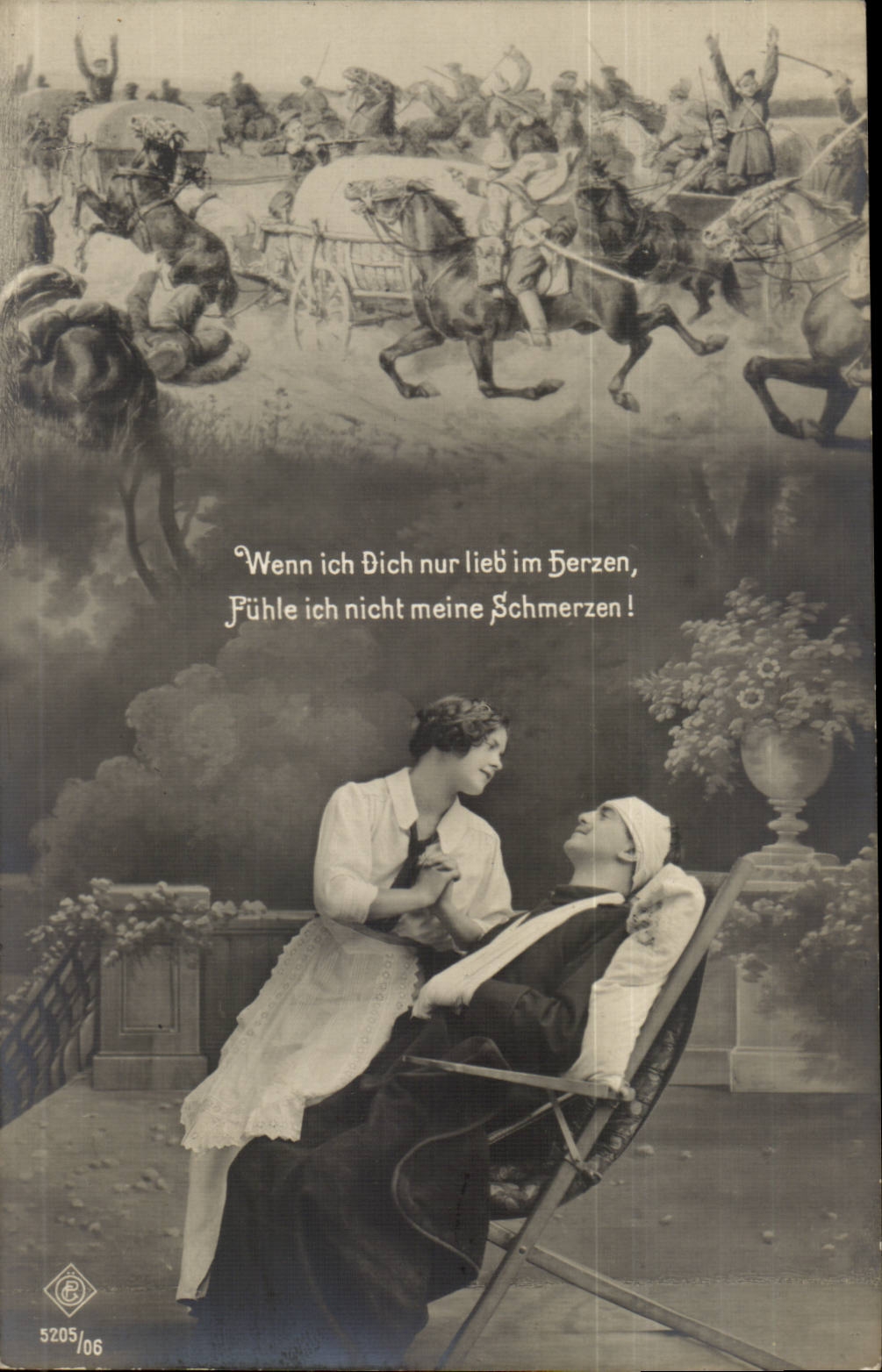 Fantaisie - Couple - Deutscland - Militaria - Wenn ich dich nur lieb in Herzen CPA 