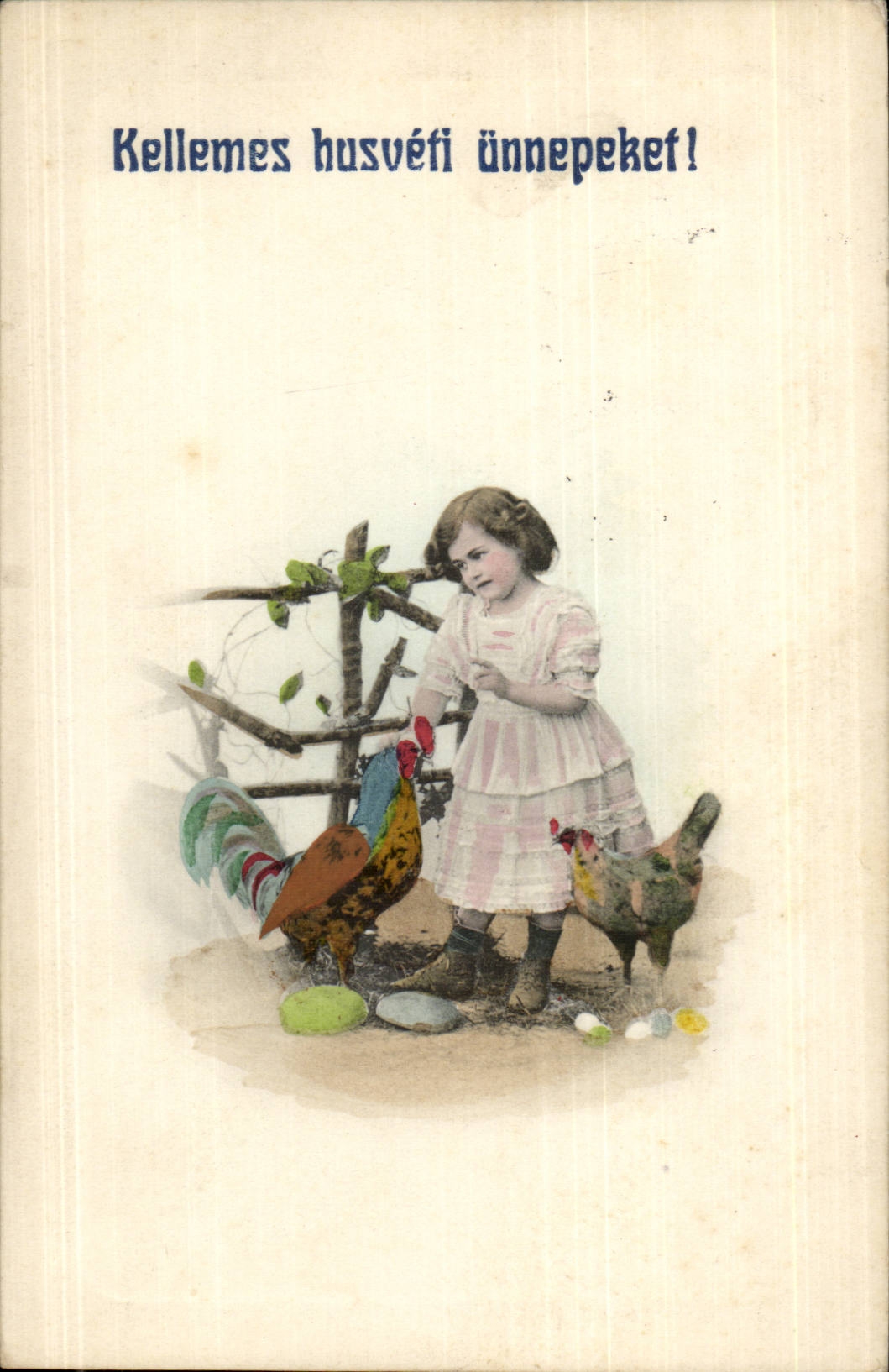 Fantasy - Child - small child with brown curly to hate - CPA (Hungarian chart Hungary Hungary)