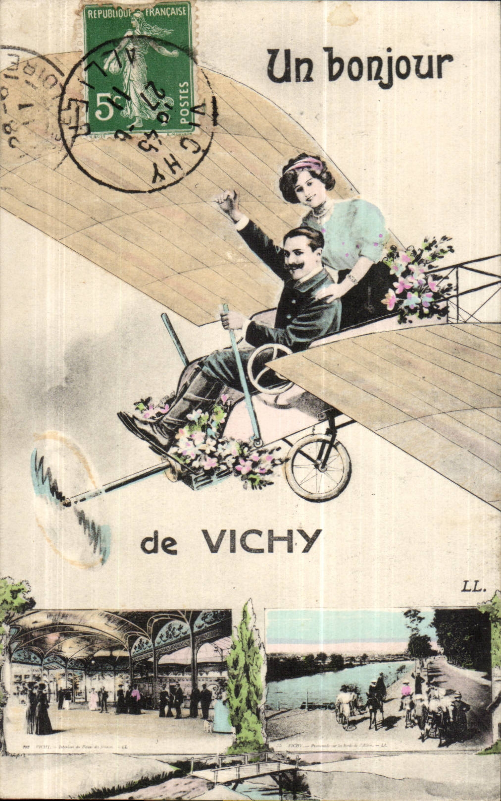 Vichy - Un Bonjour de Vichy - Avion - Aeroplane CPA 