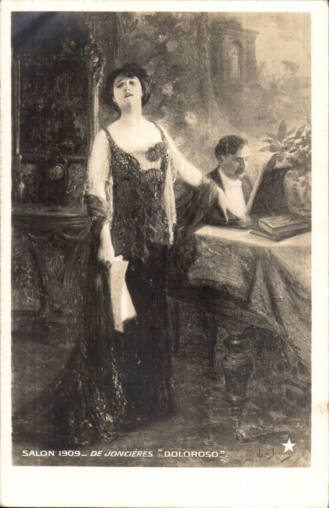 imagination - Woman - Singer - Woman singing in slinky dress CPA