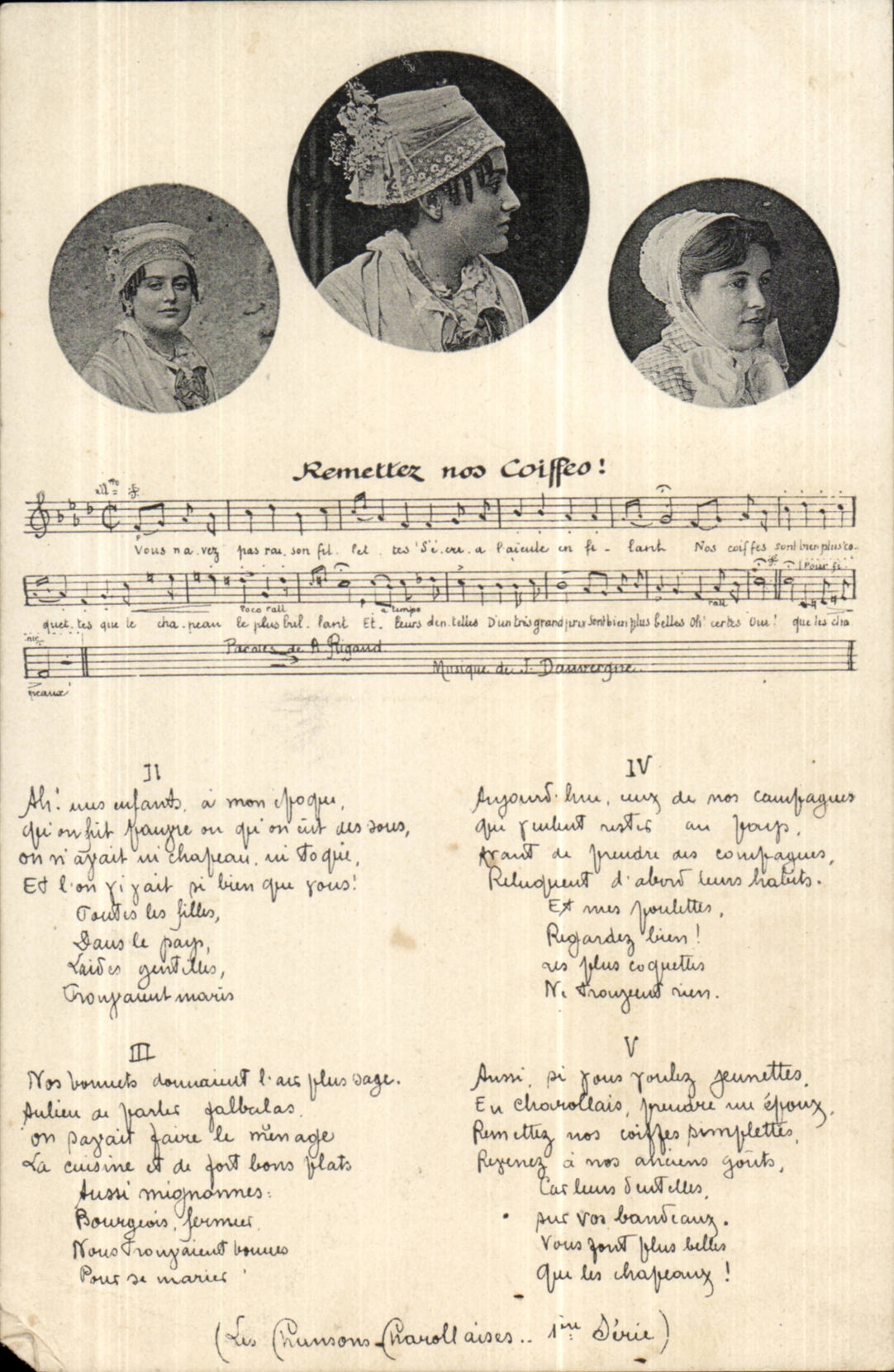 Phantasie - Folkore - unsere Kappen geben - Lied - Musik CPA