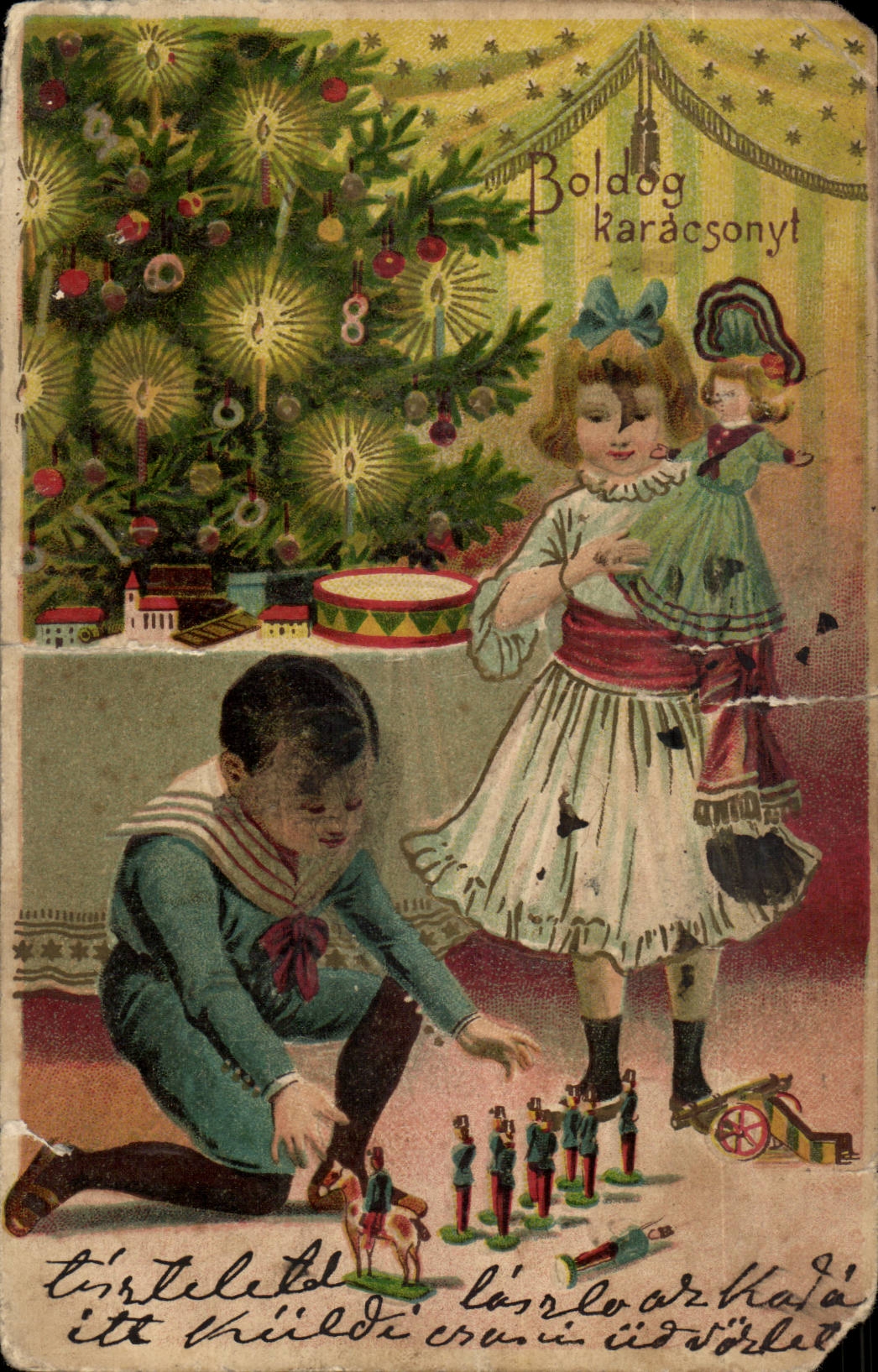 Fantasy - Child - Children playin with toys At Christman - Christmas (Hungarian chart Hungary Hungary) - CPA