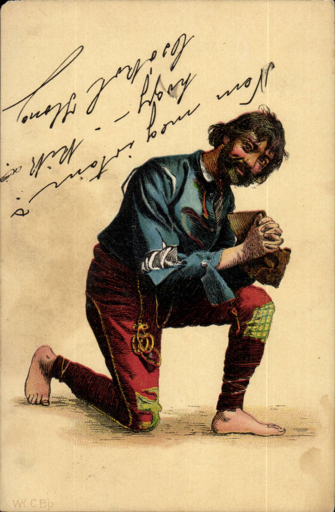 Fantasy - Man - Man kneeling with clasped hands (Hungarian chart Hungary Hungary) - CPA