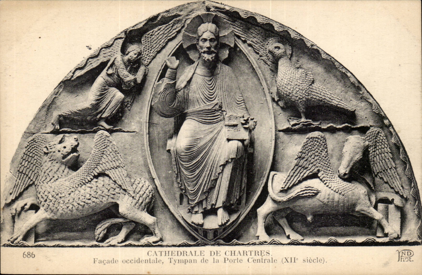 CPA Cathedral of Chartres Western Frontage Tympanum of the central door Lion