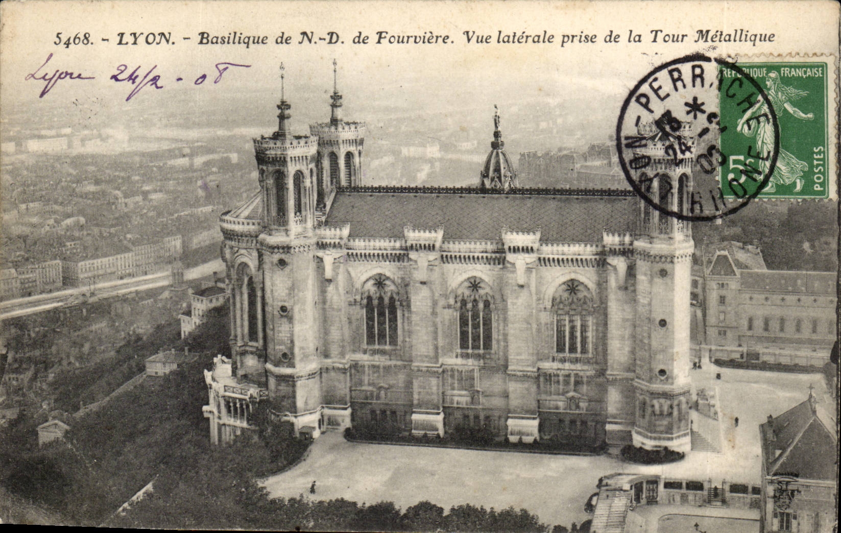 Basilika Nd Lyon-CPA des Fourviere gesehenen seitlichen Fanges des Metallaufsatzes