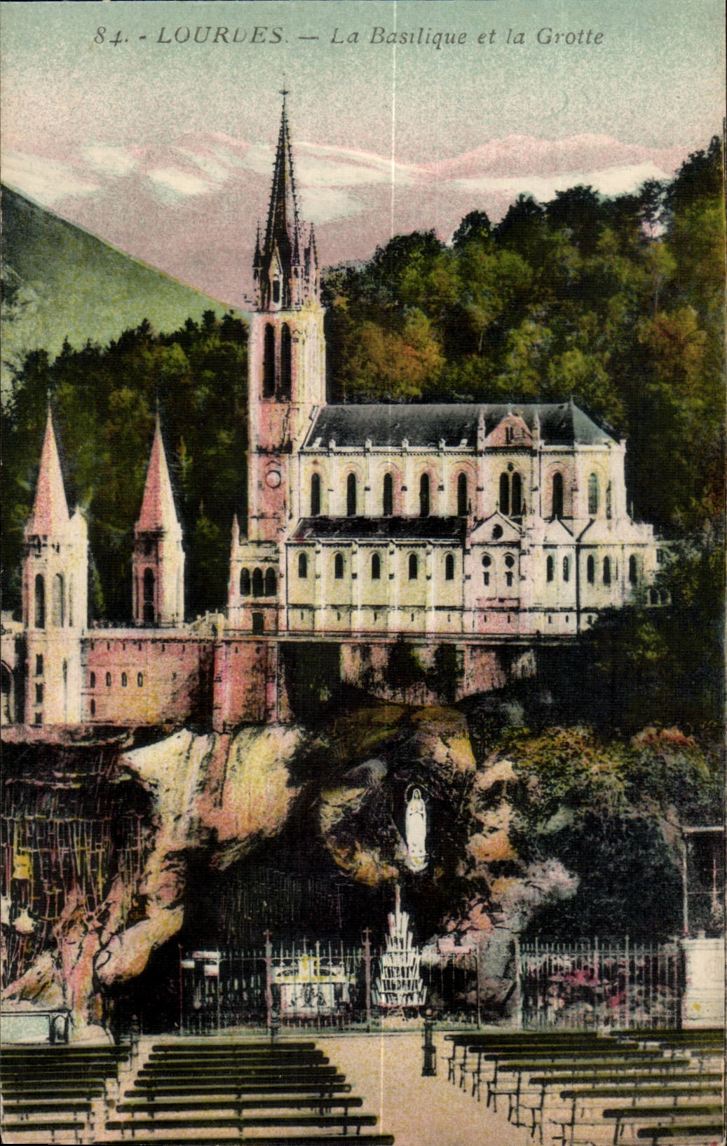 Lourdes CPA the basilica and the cave