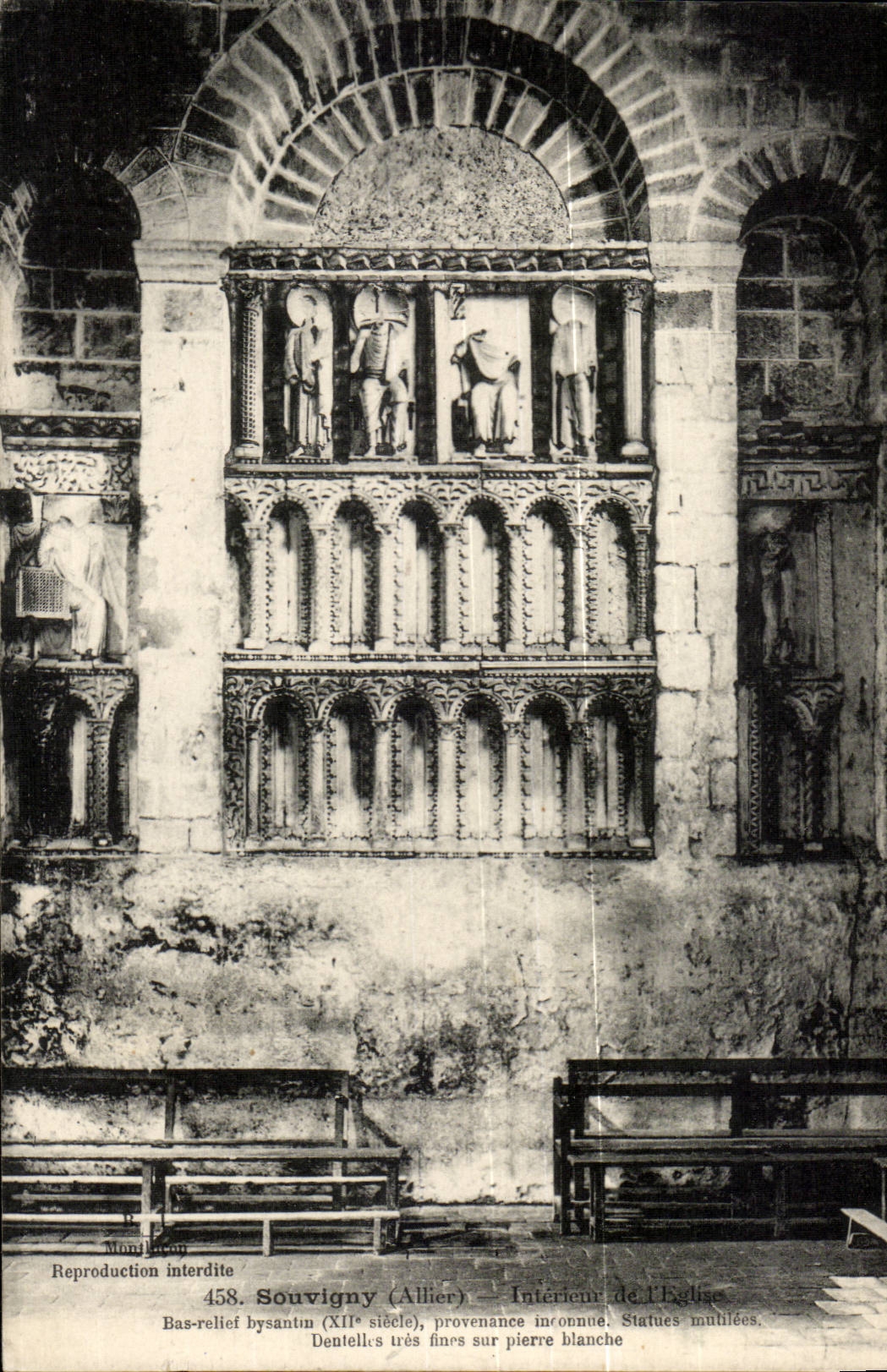 Interior Souvigny CPA of the church