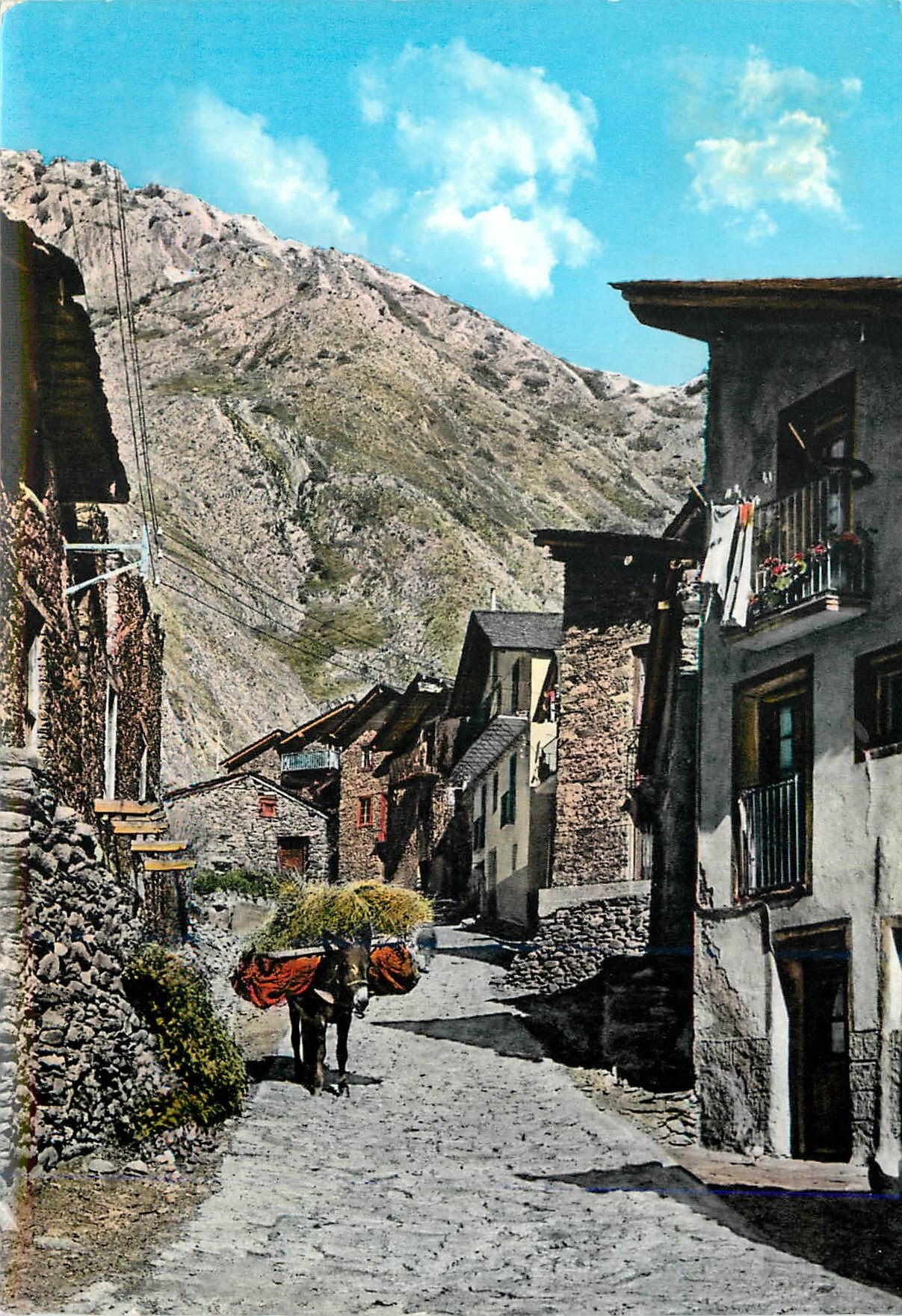 CPM Valls d Andorra Canillo Vieille rue pittoresque de Canillo Ane Donkey