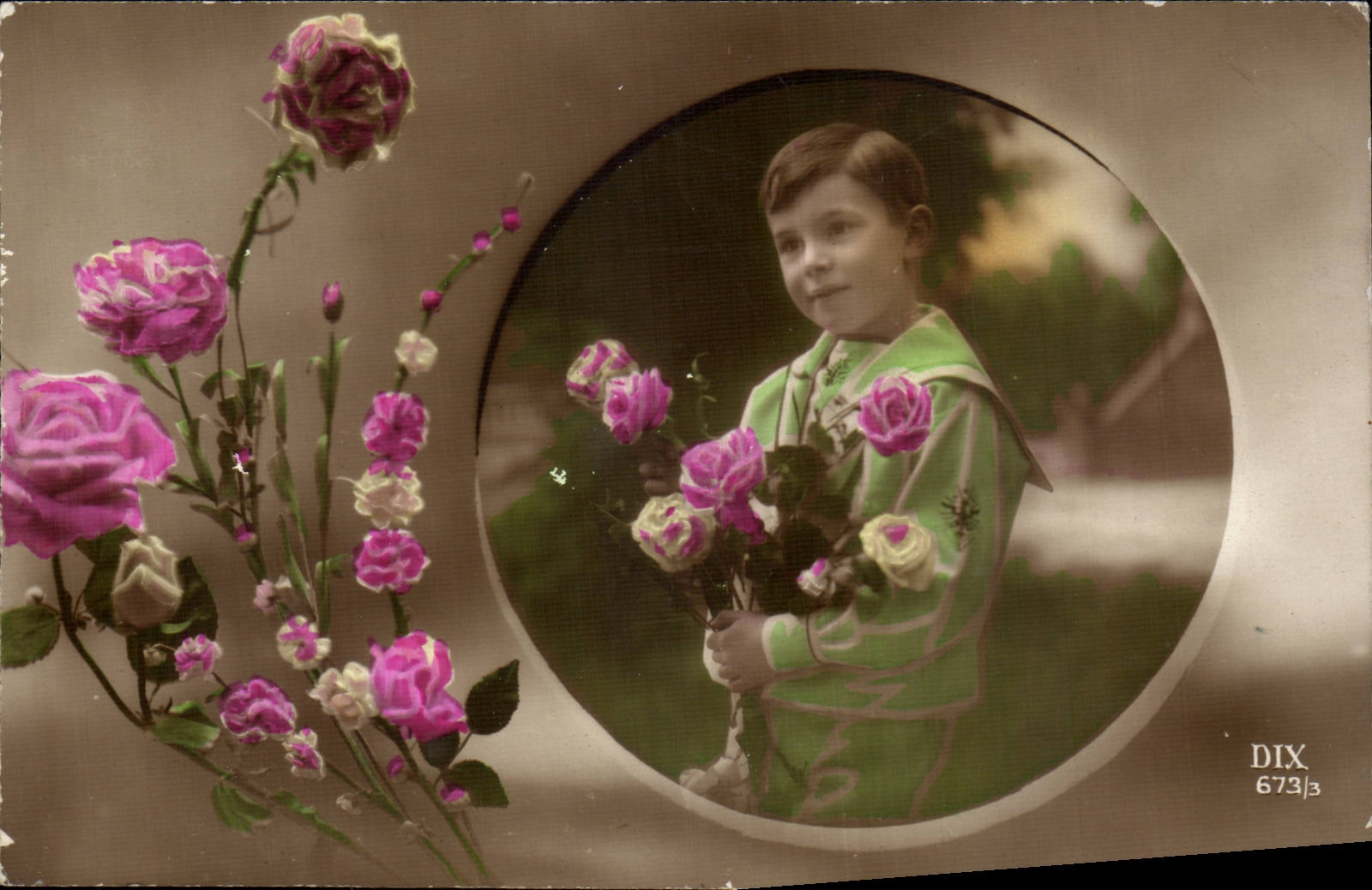 Fantasy CPA Child Flower Roses